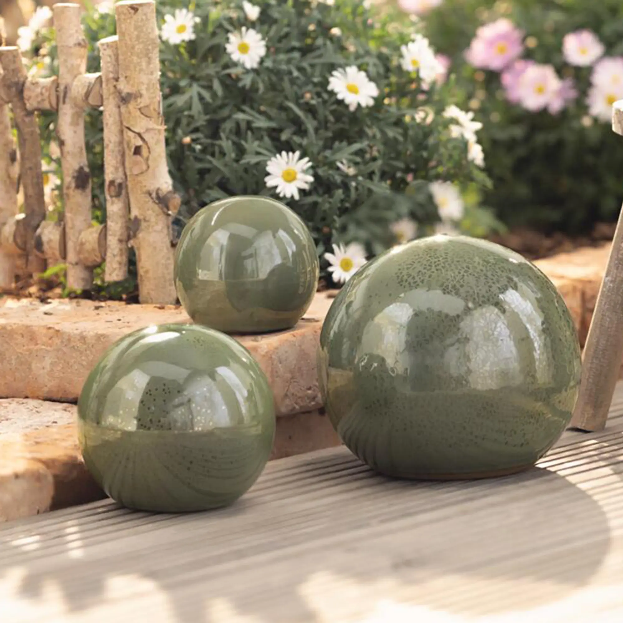 Dekokugel "Olive Garden", 3er Set  im Frank Flechtwaren Online Shop für Dekokugeln kaufen