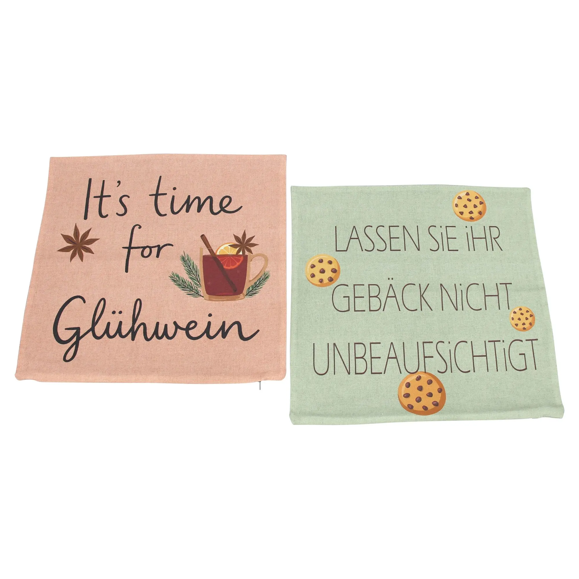 Kissenhülle "Glühwein &amp; Cookies", 2er Set  im Frank Flechtwaren Online Shop für Weihnachtliche Kissen &amp; Kissenhüllen kaufen