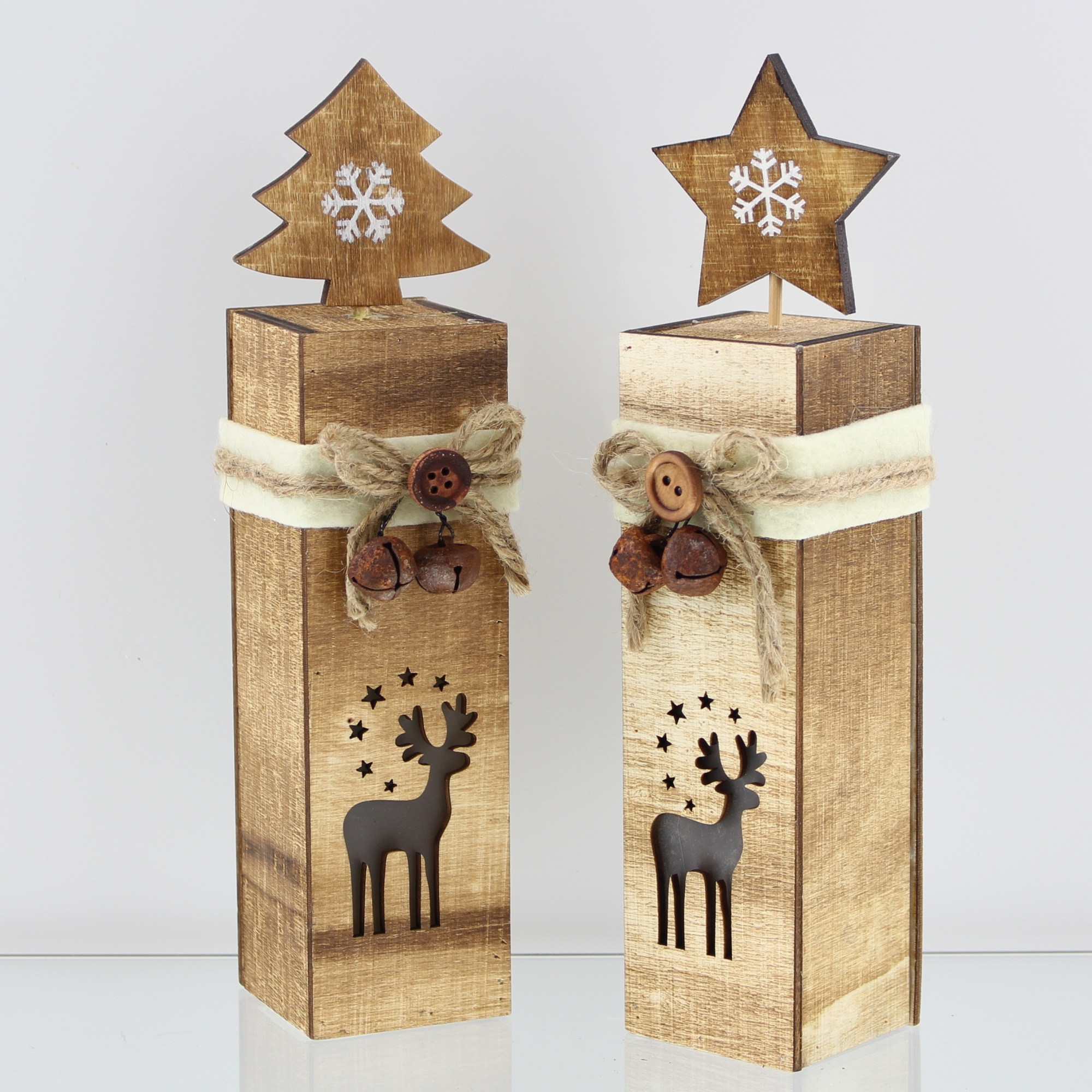 LED-Säule "Rentier", 2er Set  im Frank Flechtwaren Online Shop für Weihnachten kaufen