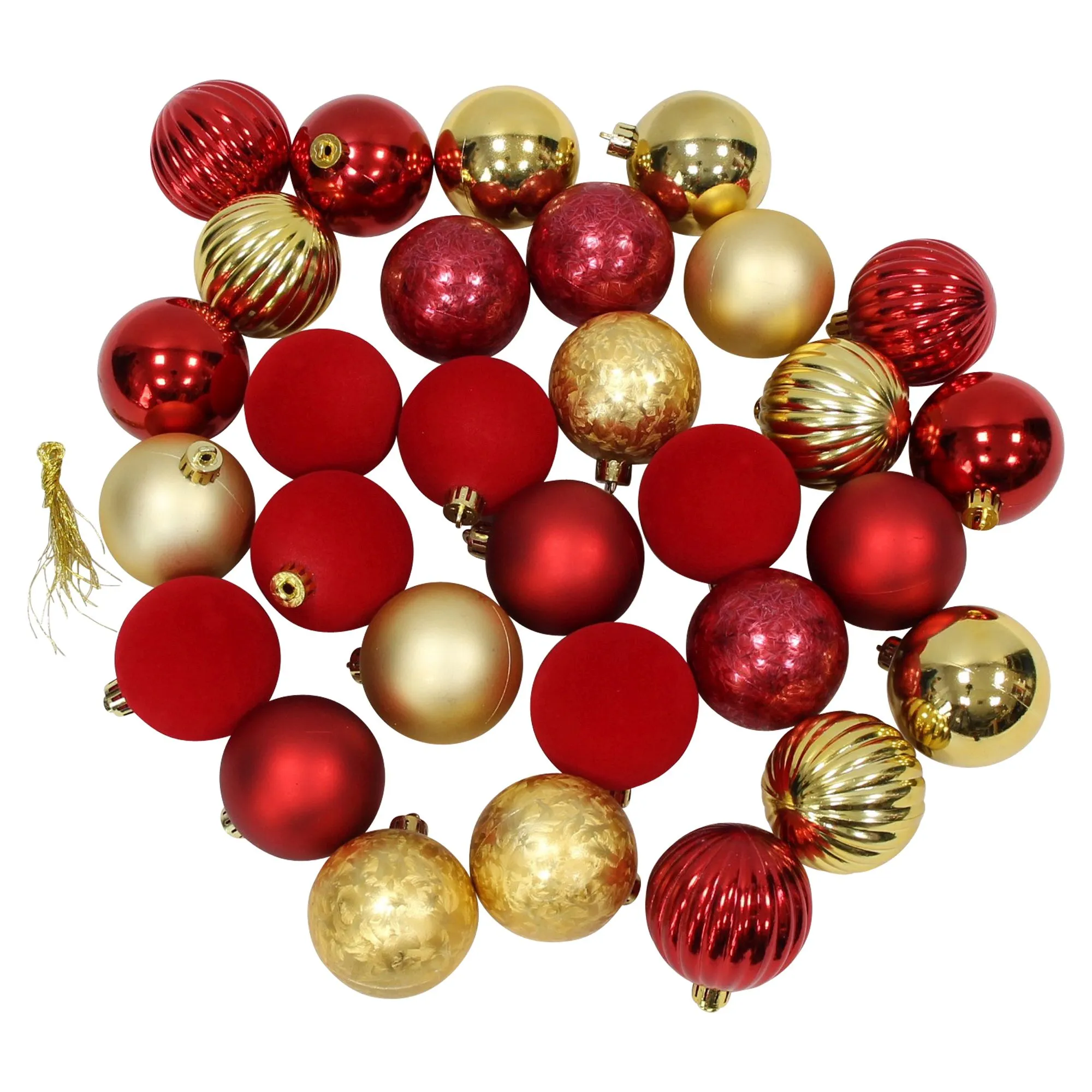 Christbaumkugel "Gold &amp; Red", 30er Set  im Frank Flechtwaren Online Shop für Christbaumkugeln kaufen
