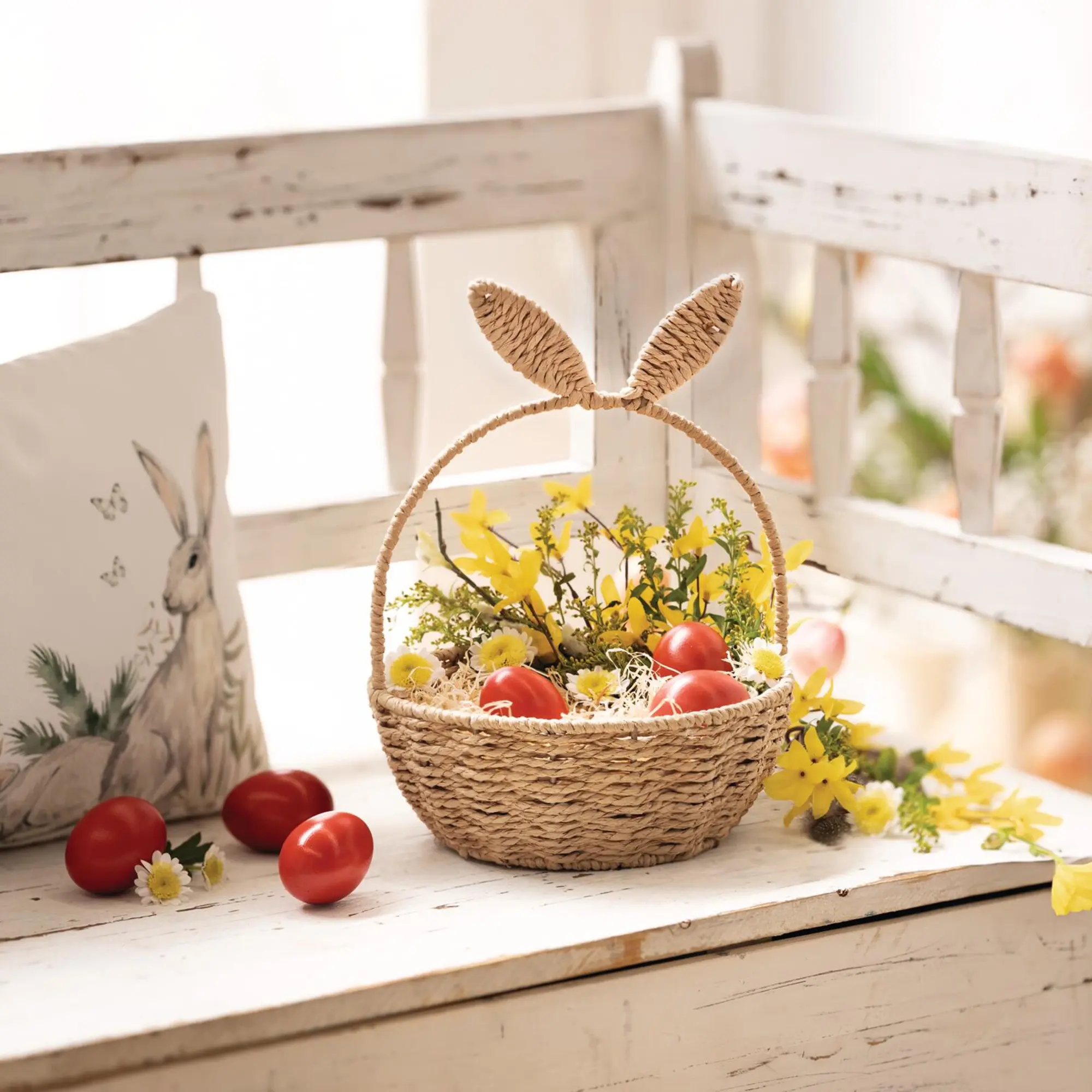 Bügelkörbchen "Hasenohren"  im Frank Flechtwaren Online Shop für Osterkörbe &amp; Osternester kaufen