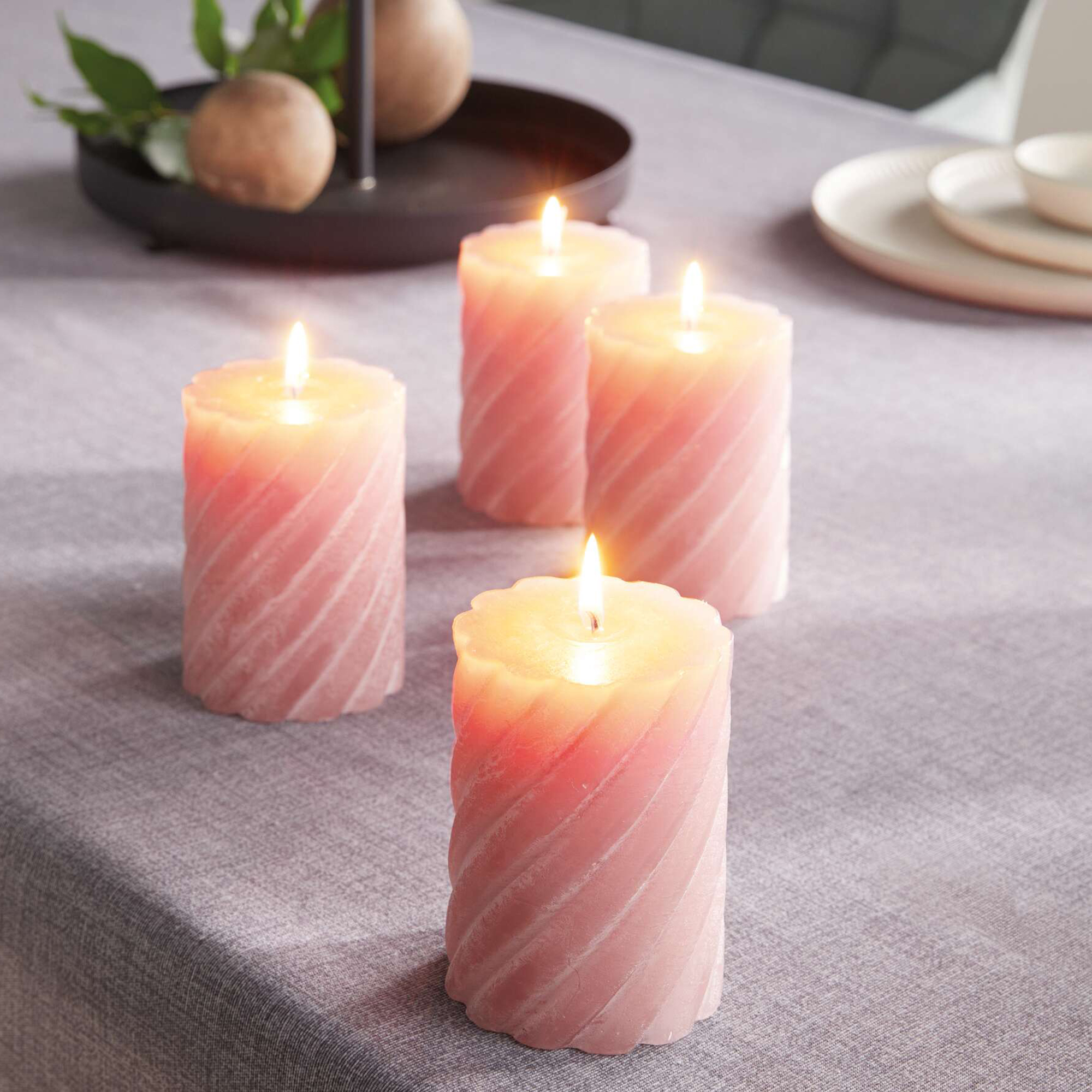 Stumpenkerze "Rose", 4er Set  im Frank Flechtwaren Online Shop kaufen