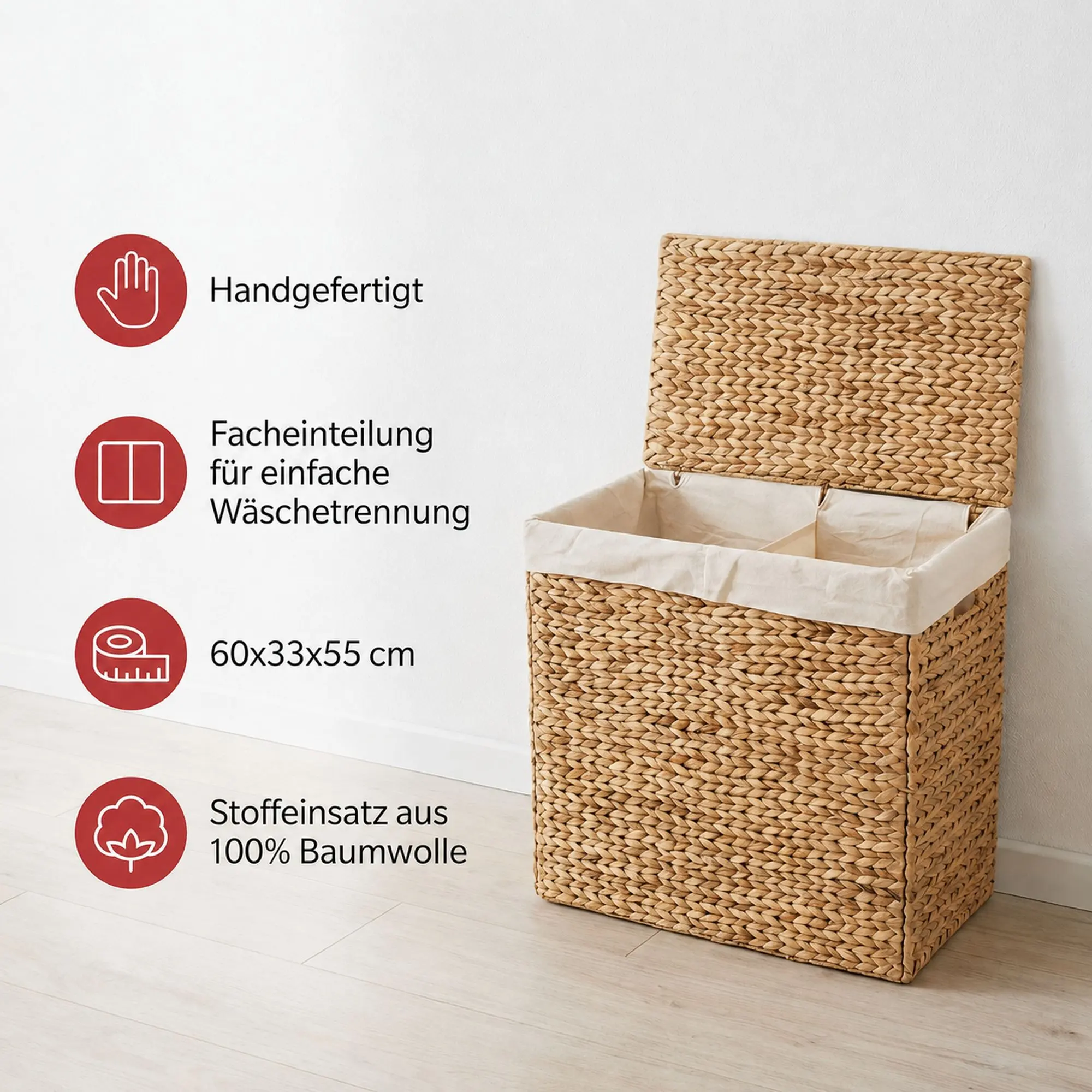 Wäschekorb "Double"  im Frank Flechtwaren Online Shop für Badezimmer kaufen
