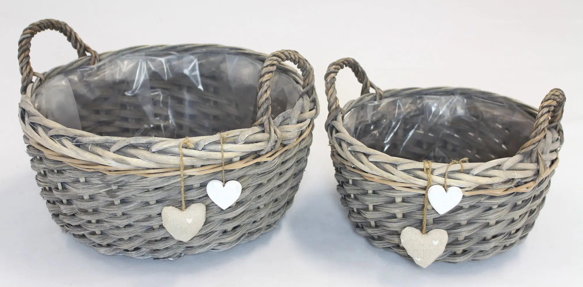 Pflanzkorb "Herzen", 2er Set  im Frank Flechtwaren Online Shop für Ostern kaufen
