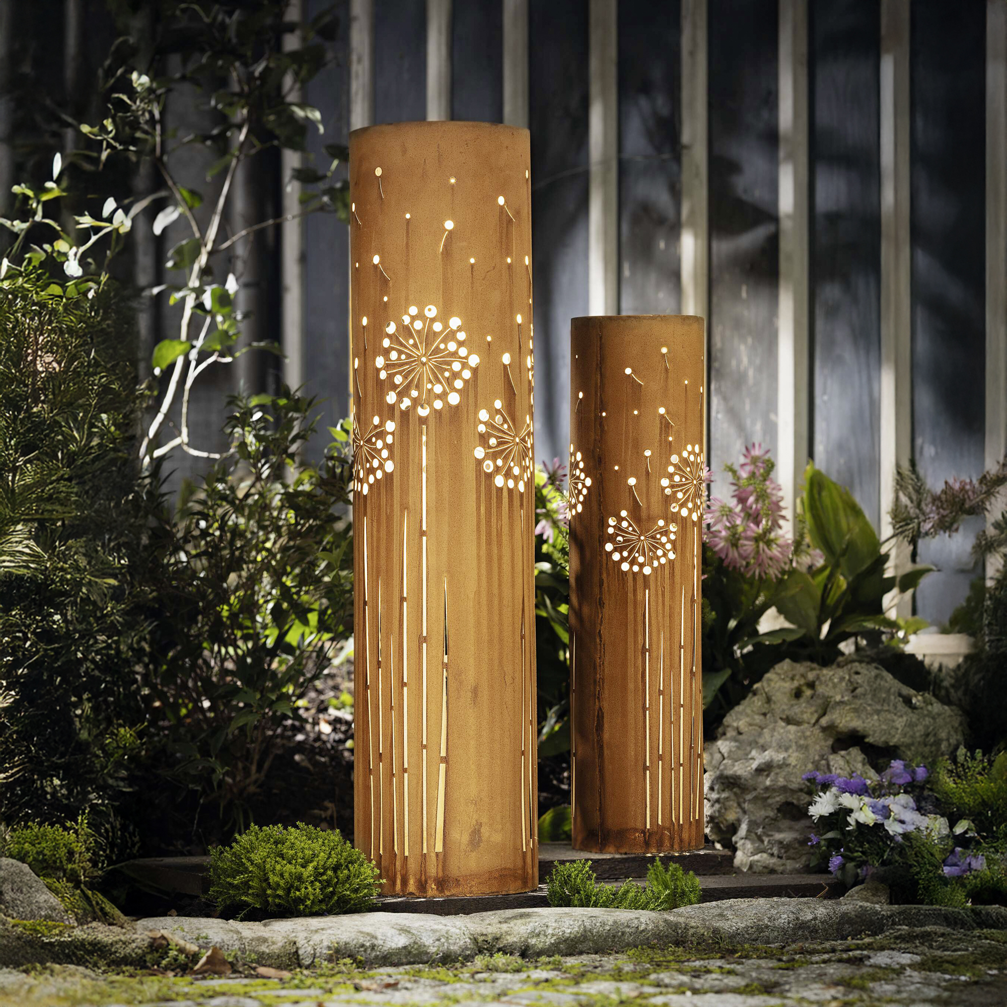 LED-Solarsäule "Pusteblume", 2er Set  im Frank Flechtwaren Online Shop kaufen