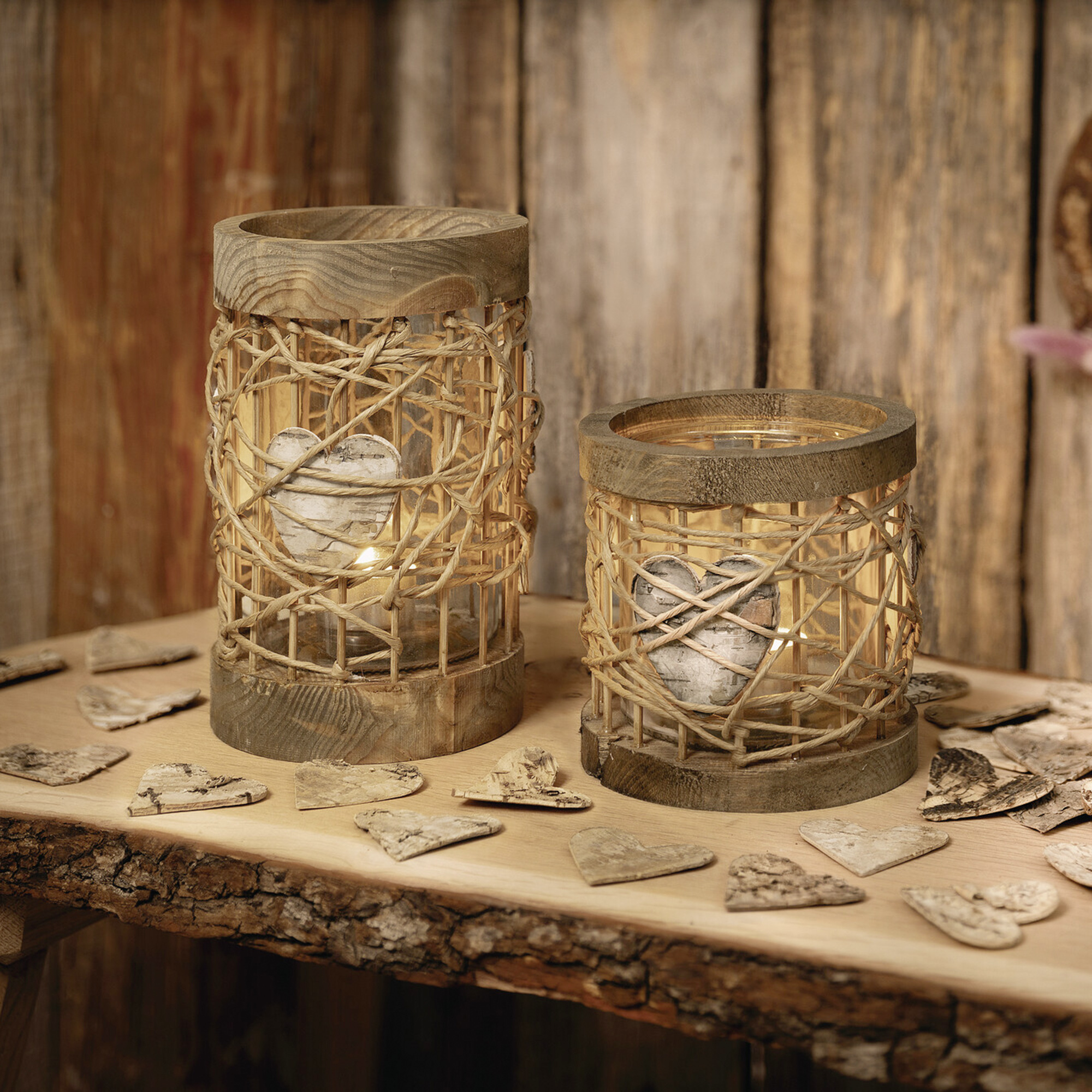 Windlicht "Verflochtenes Herz", 2er Set  im Frank Flechtwaren Online Shop kaufen