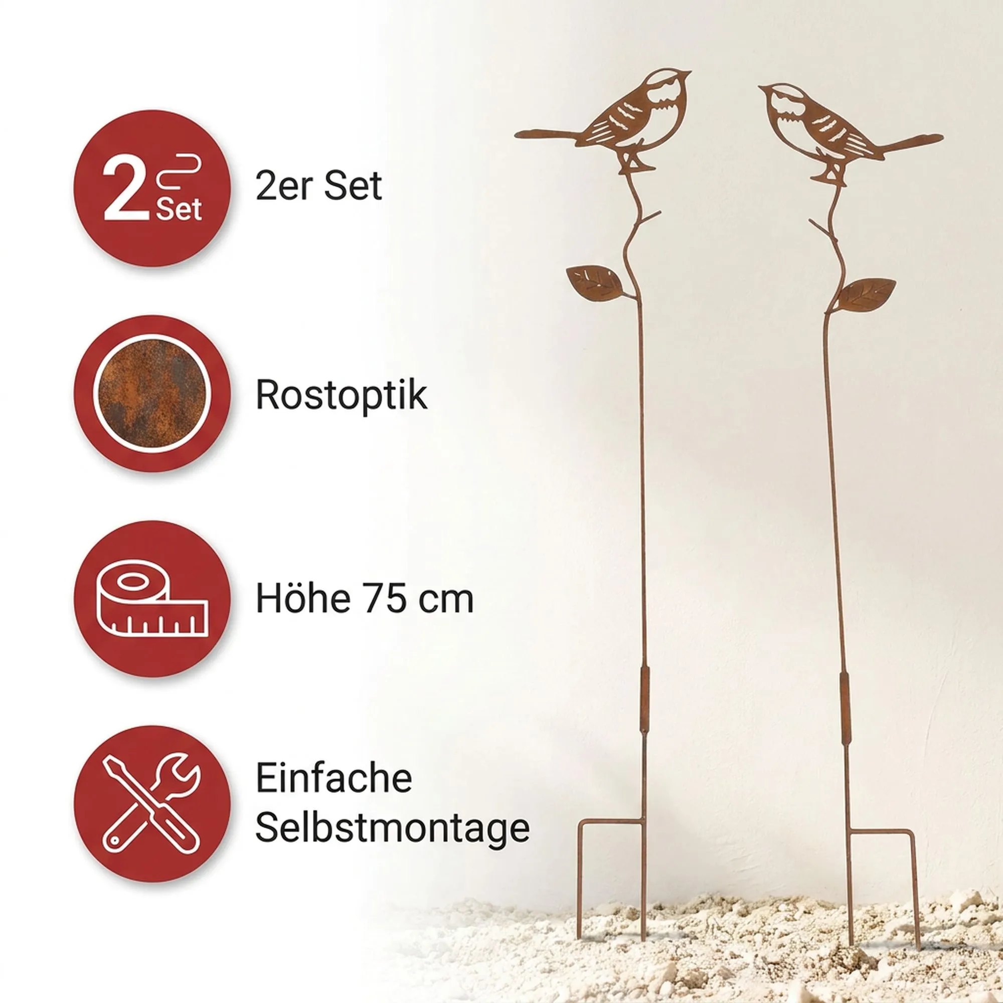 Gartenstecker "Vogelfreunde", 2er Set  im Frank Flechtwaren Online Shop für Bunter Ostergarten kaufen