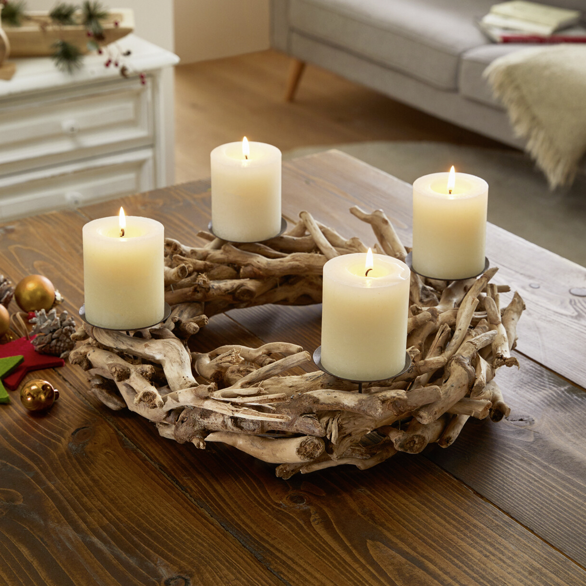 Adventskranz "Treibholz"  im Frank Flechtwaren Online Shop kaufen