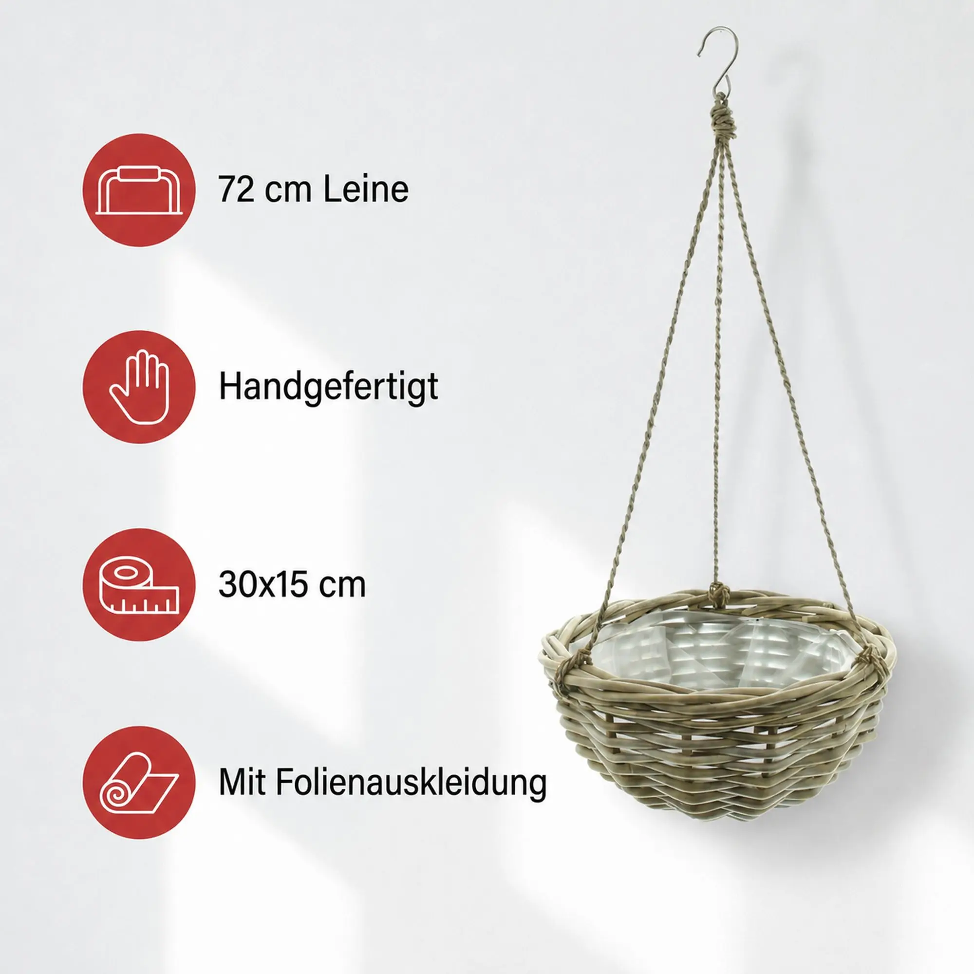 Pflanzampel "Koboo Grey"  im Frank Flechtwaren Online Shop für Pflanzkörbe kaufen