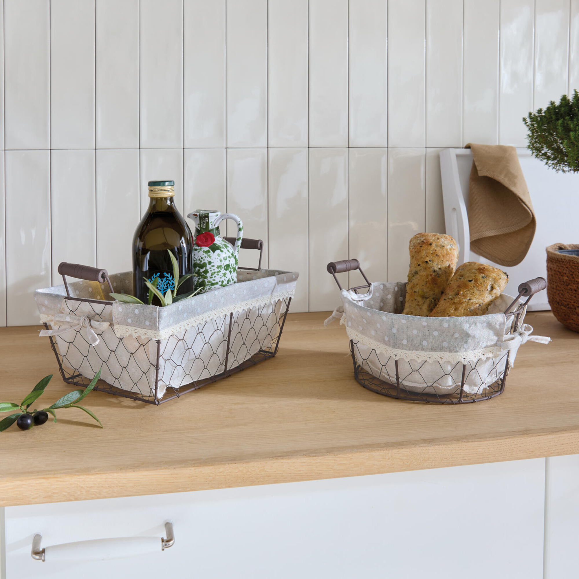 Füllkorb "Pünktchen", eckig  im Frank Flechtwaren Online Shop für Küche kaufen