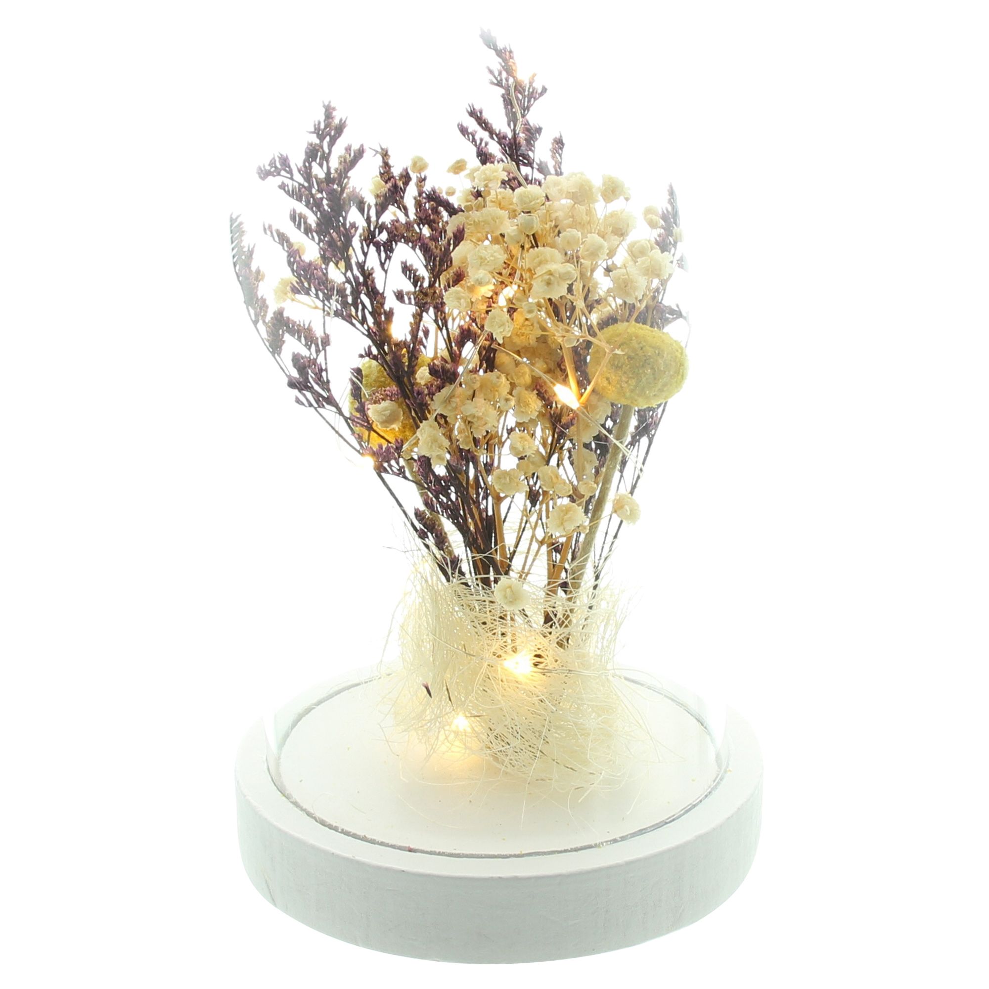 LED-Glocke "Trockenblumen"  im Frank Flechtwaren Online Shop für LED-Dekoobjekte kaufen