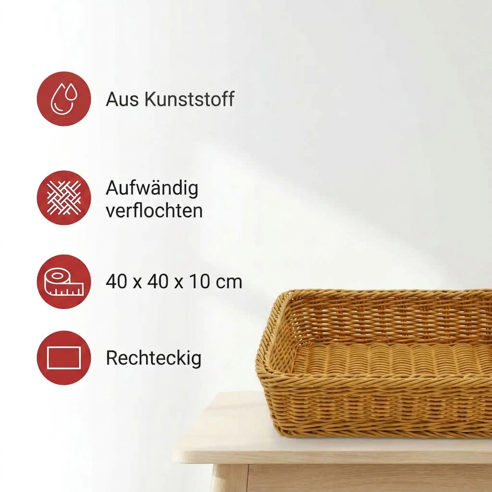 Auslagekorb "Poly" 40 x 40 x 10 cm  im Frank Flechtwaren Online Shop für Badezimmer kaufen