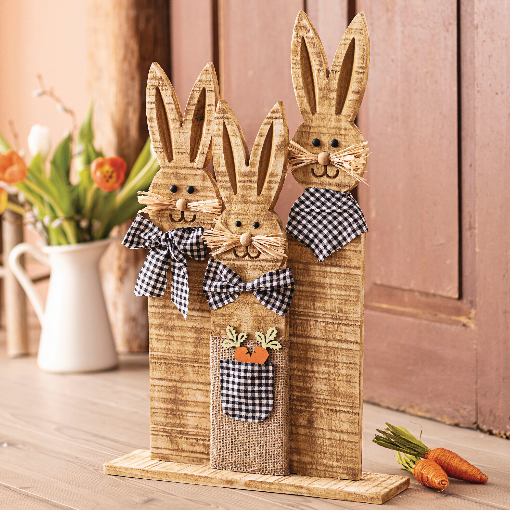 Hasentrio "Karo-Look" im Frank Flechtwaren Online Shop für Ostern kaufen Hasentrio "Karo-Look" im Frank Flechtwaren Online Shop für Ostern kaufen
