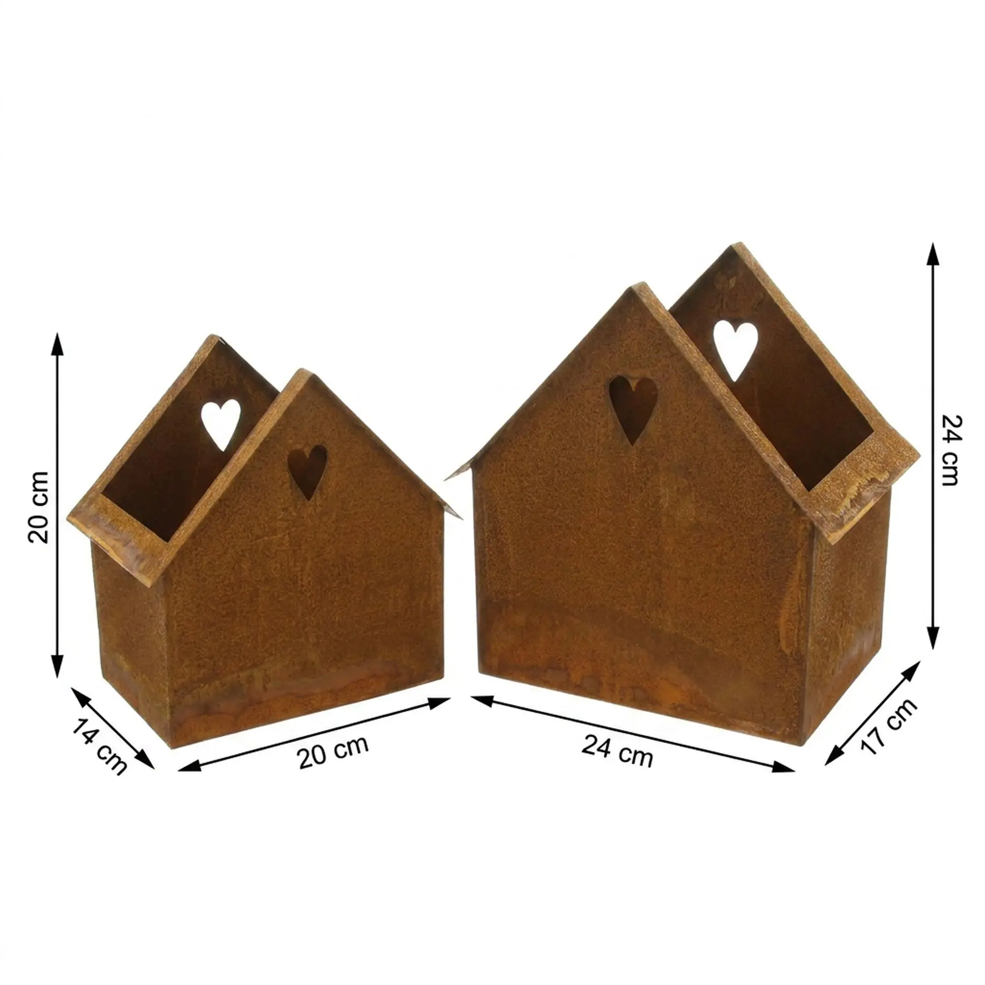 Pflanzer "Rost-Haus", 2er Set  im Frank Flechtwaren Online Shop für Dekohäuser kaufen