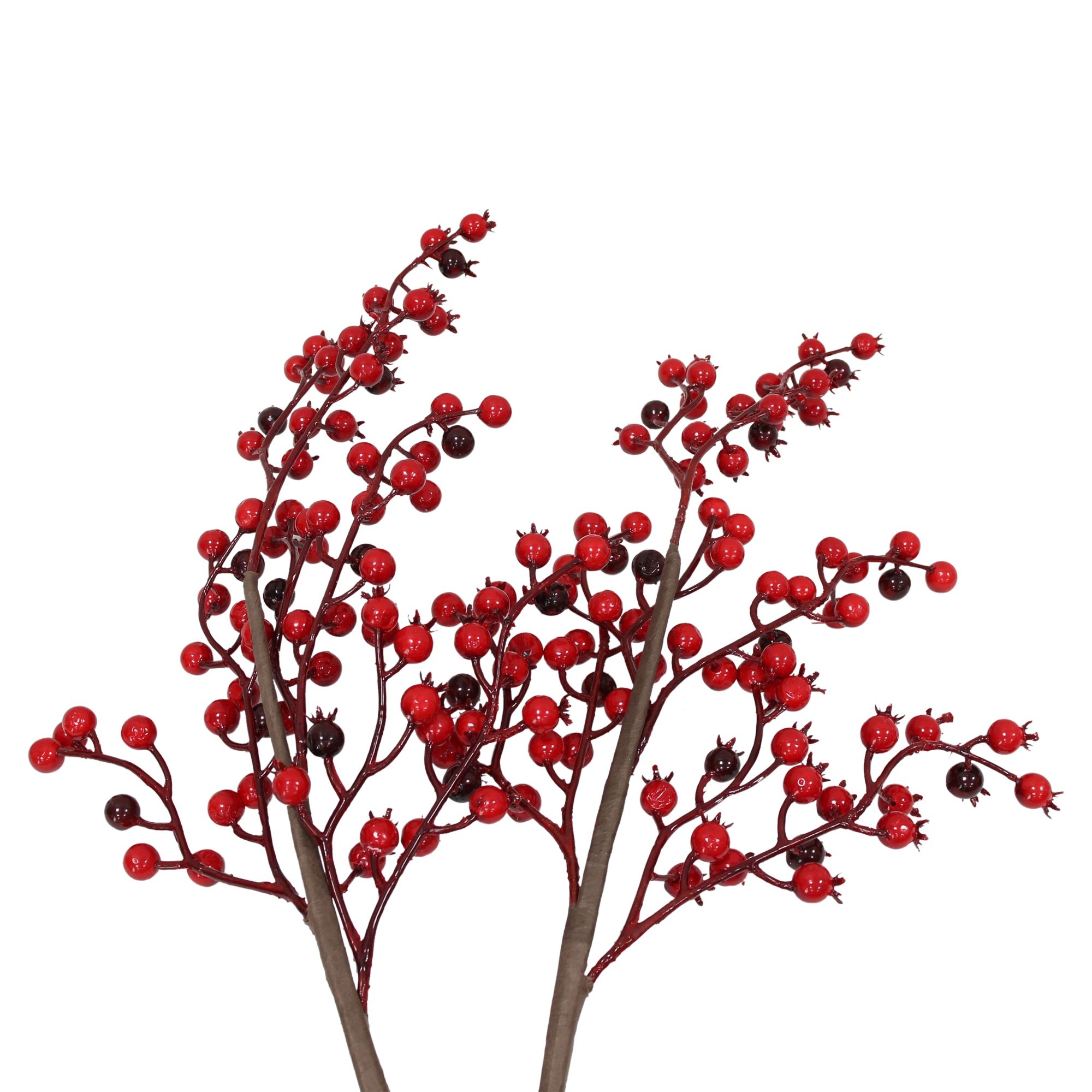 Deko-Zweig "Rote Beeren", 2er Set  im Frank Flechtwaren Online Shop für Gestecke kaufen
