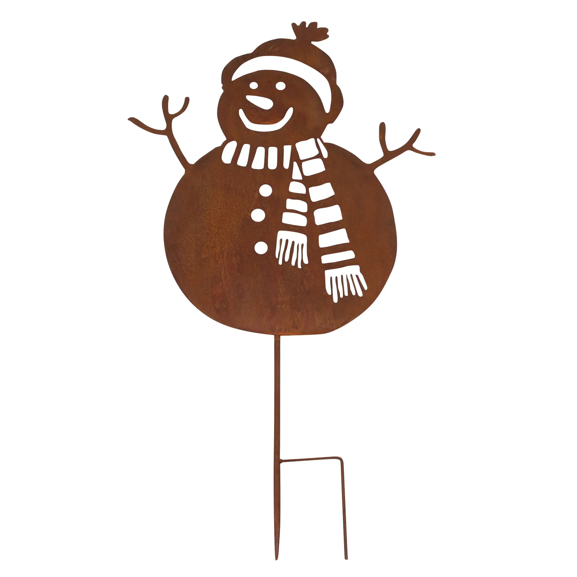 Gartenstecker "Schneemann"  im Frank Flechtwaren Online Shop für Rostdeko für Ihren Garten kaufen