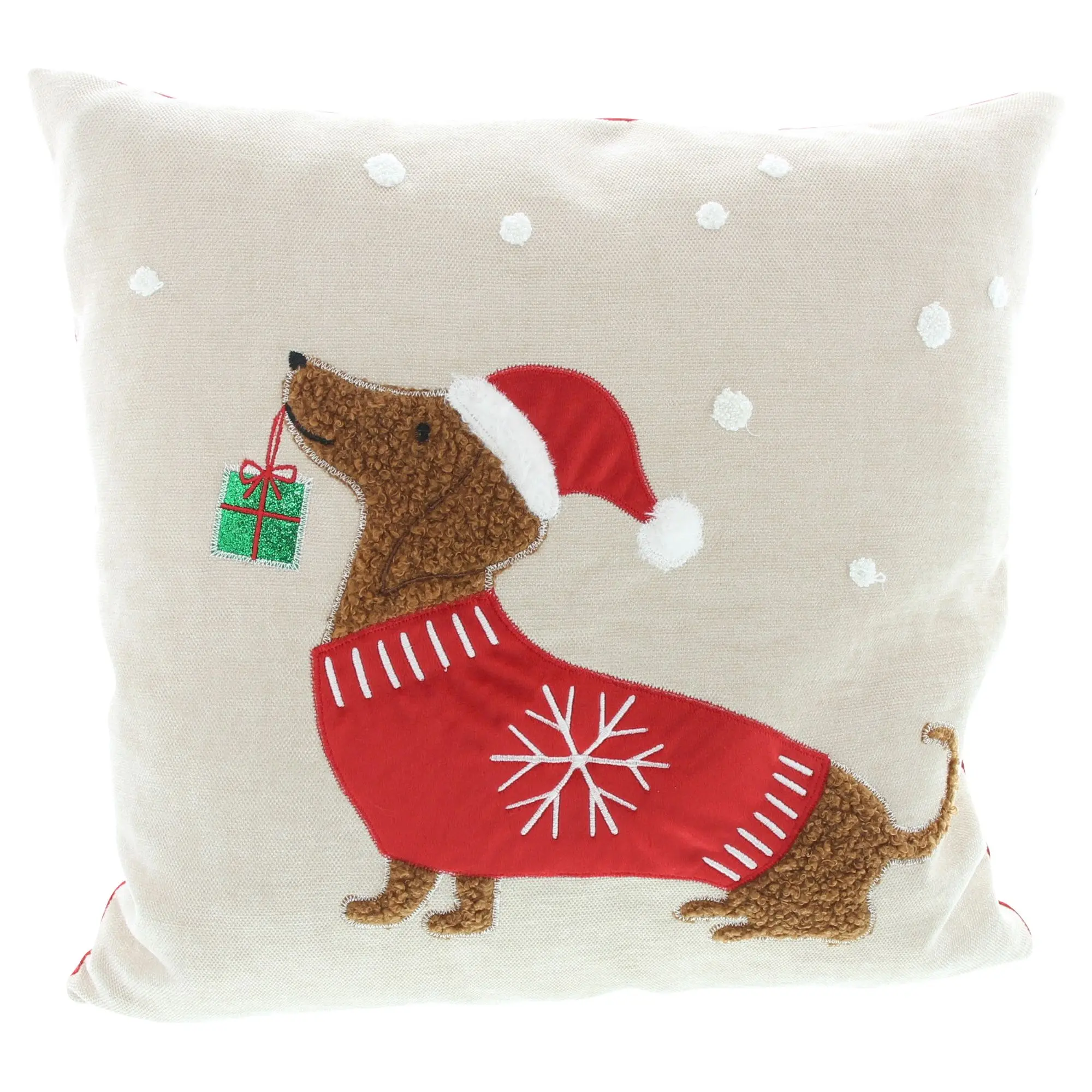 Kissenhülle "Weihnachtsdackel"  im Frank Flechtwaren Online Shop für Weihnachtliche Kissen &amp; Kissenhüllen kaufen