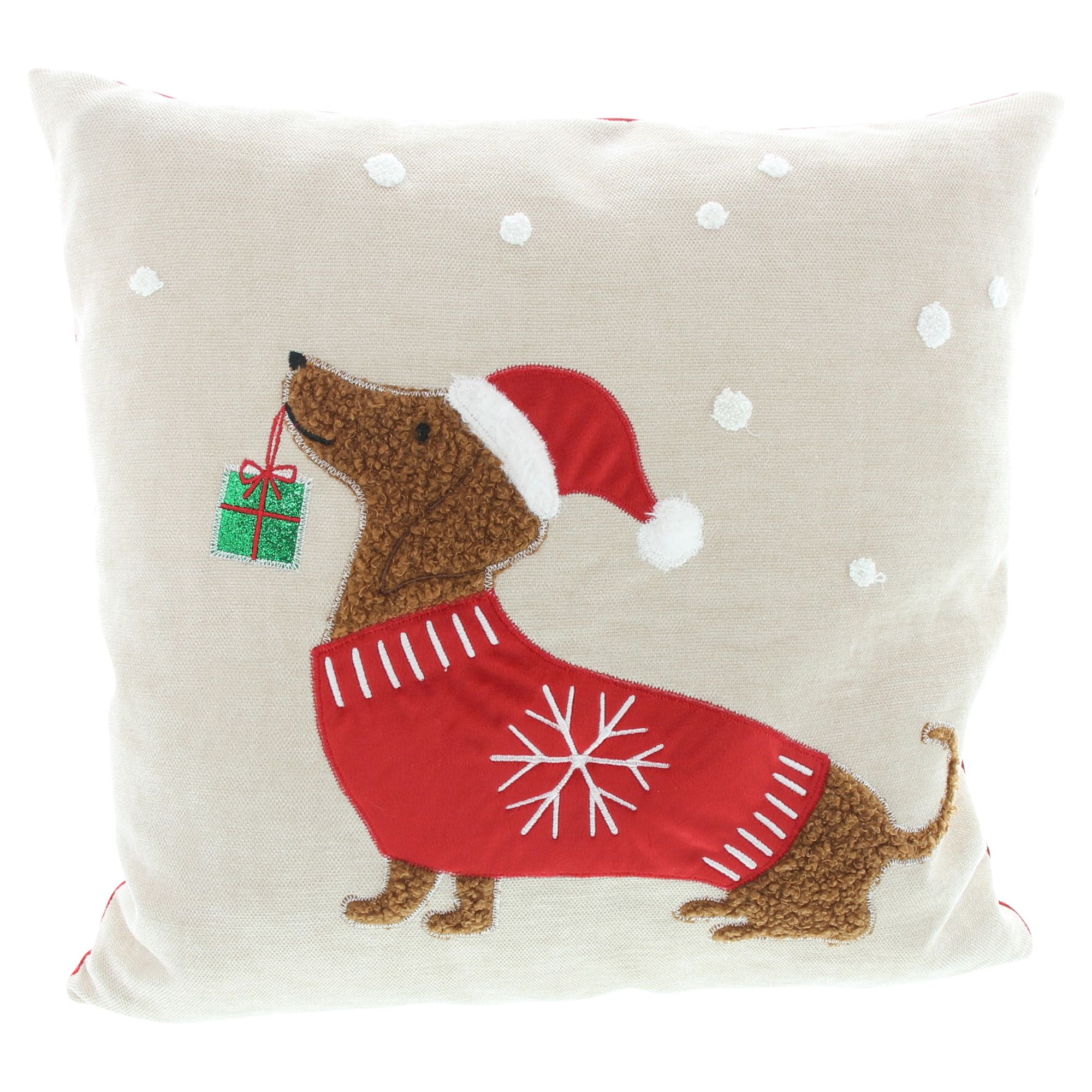 Kissenhülle "Weihnachtsdackel"  im Frank Flechtwaren Online Shop für Weihnachtliche Kissen &amp; Kissenhüllen kaufen