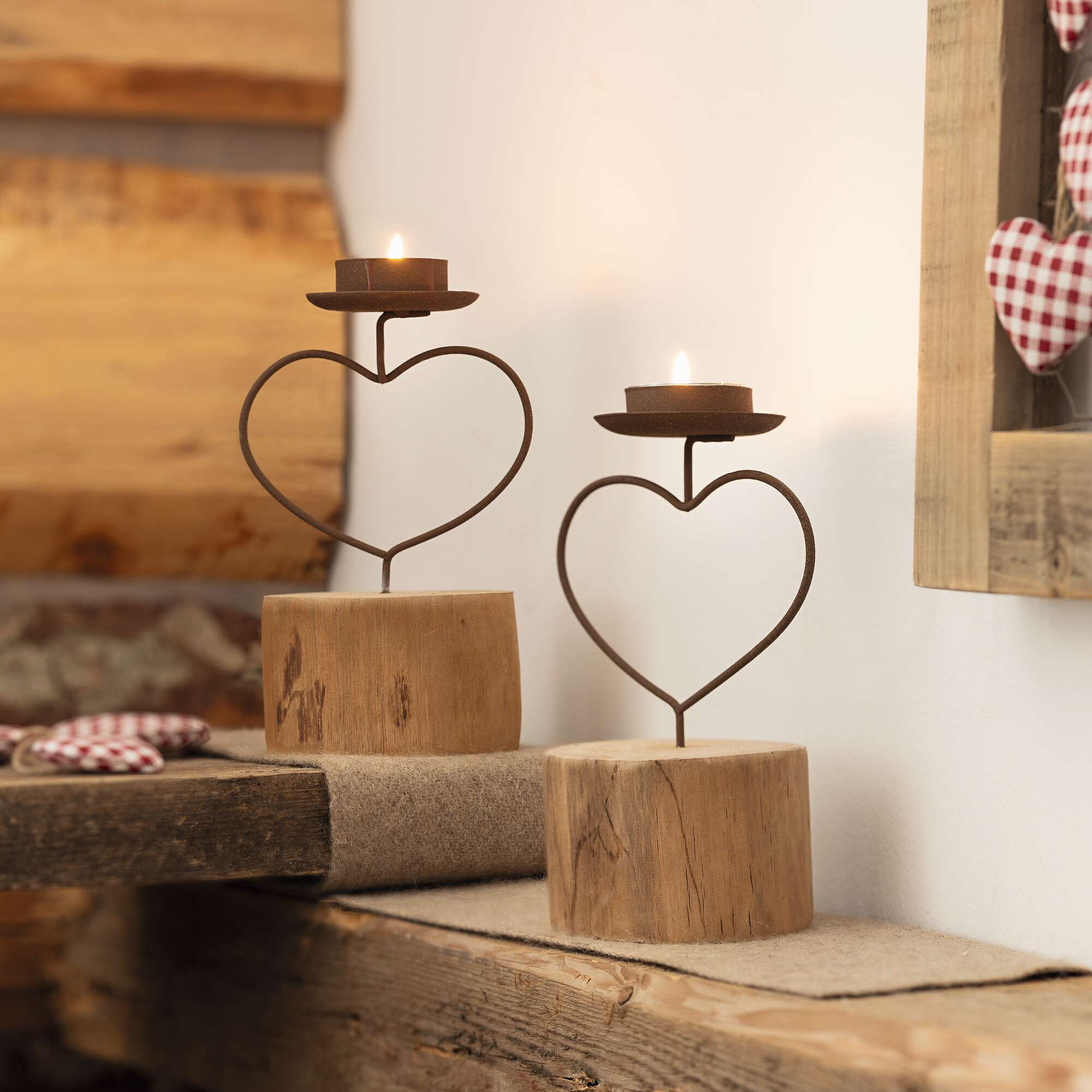 Teelichthalter "Rostherz", 2er Set  im Frank Flechtwaren Online Shop kaufen