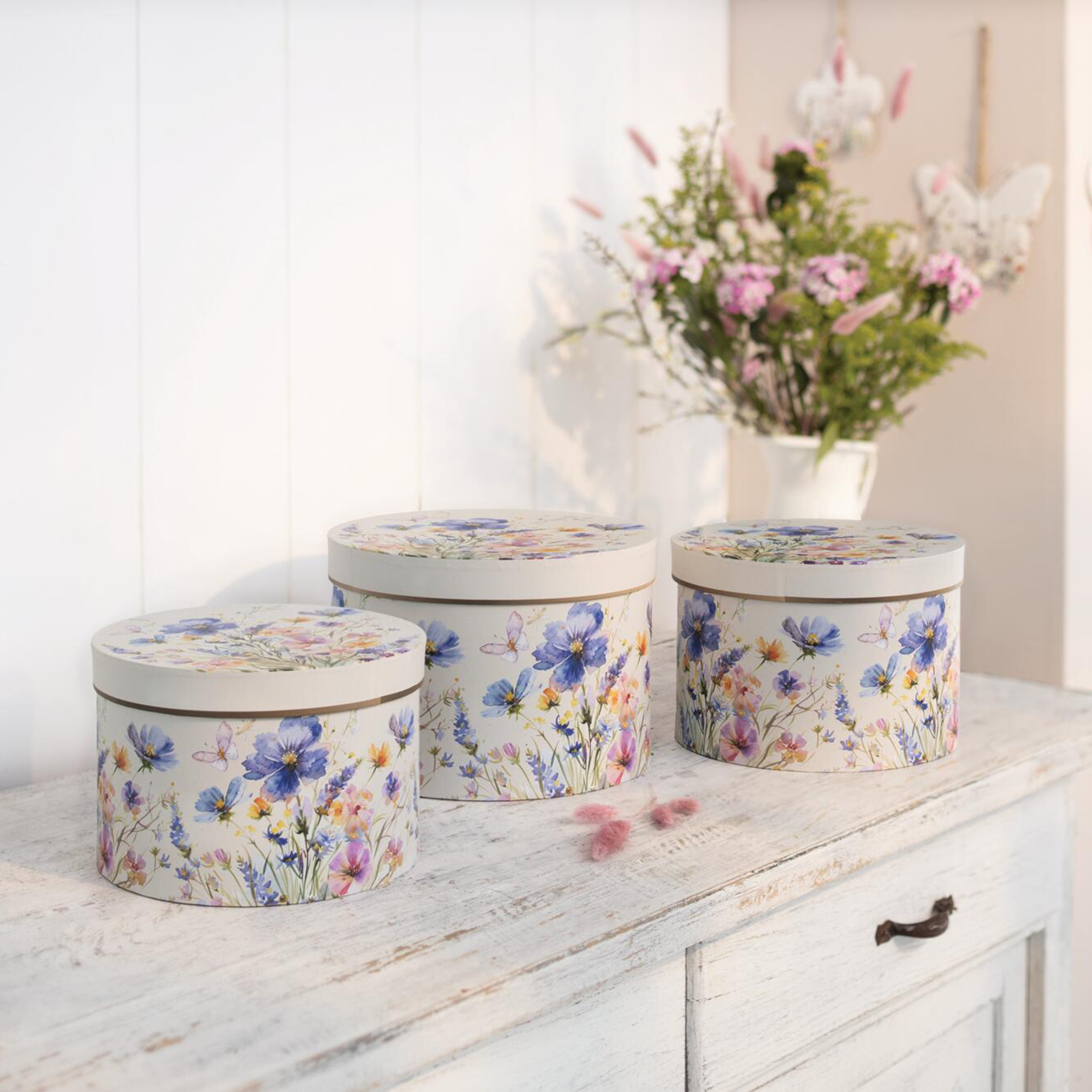 Geschenkbox "Blumenwiese", 3er Set  im Frank Flechtwaren Online Shop kaufen