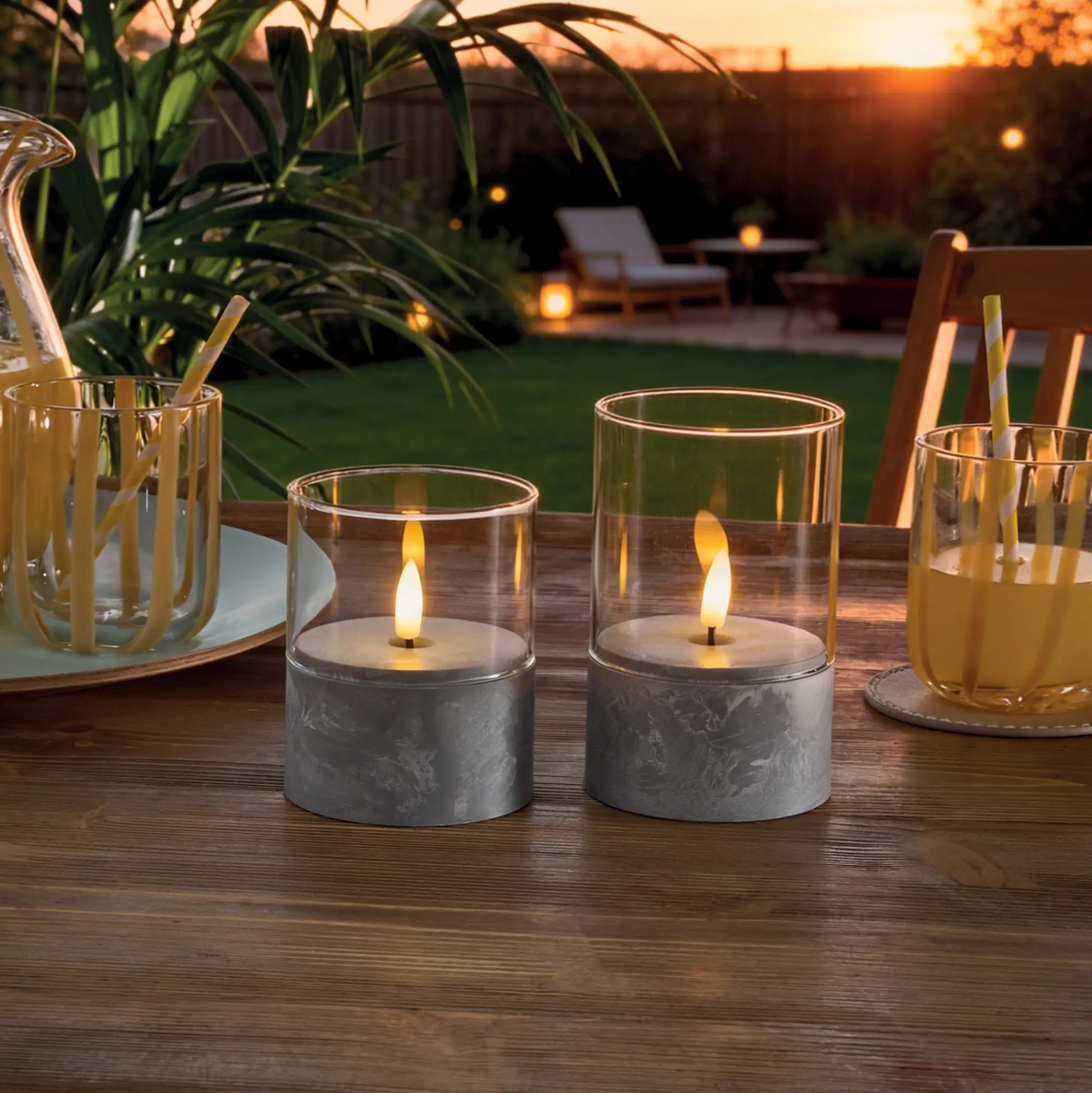 LED-Teelicht "Beton-Optik", 2er Set  im Frank Flechtwaren Online Shop kaufen
