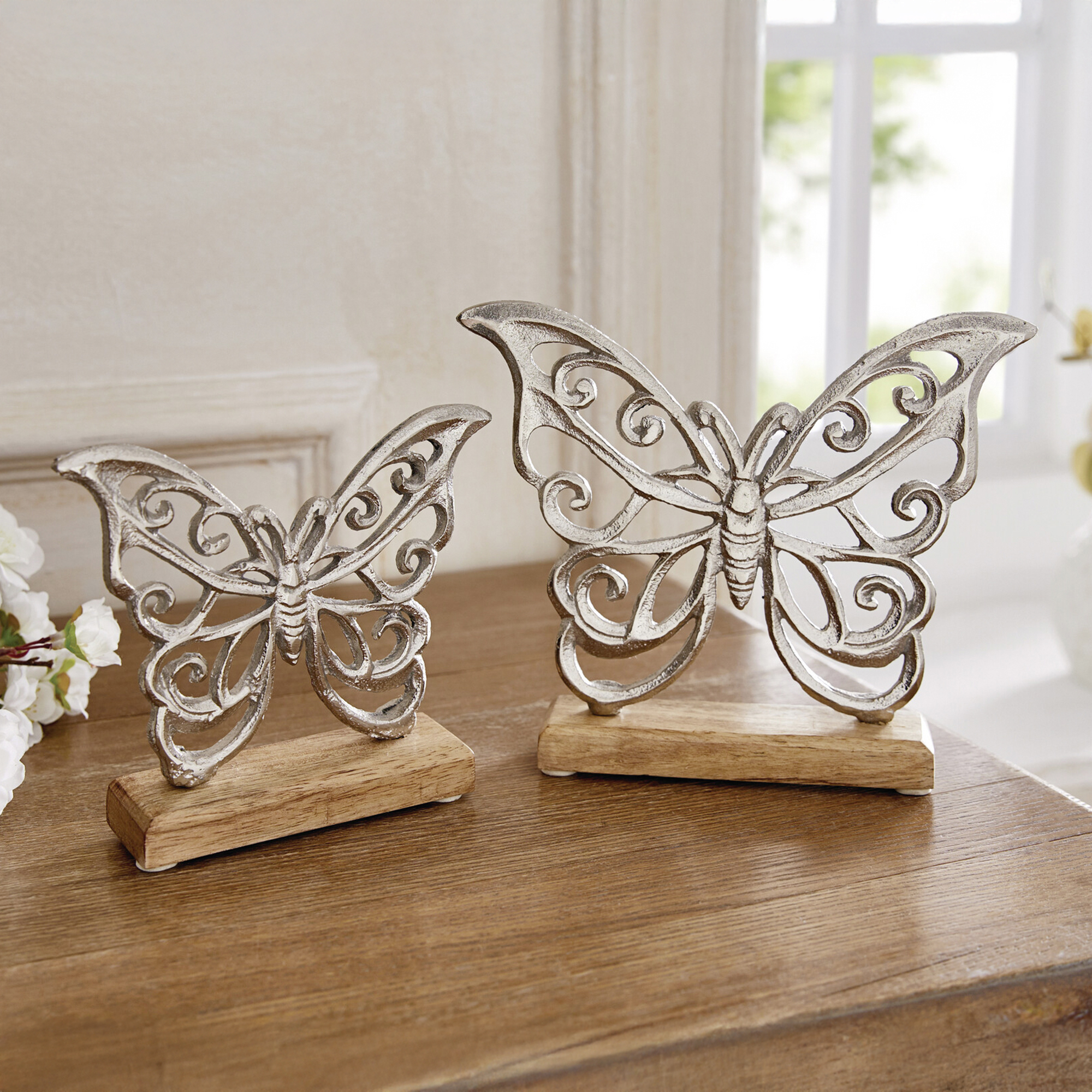 Schmetterling "Silber", 2er Set  im Frank Flechtwaren Online Shop kaufen
