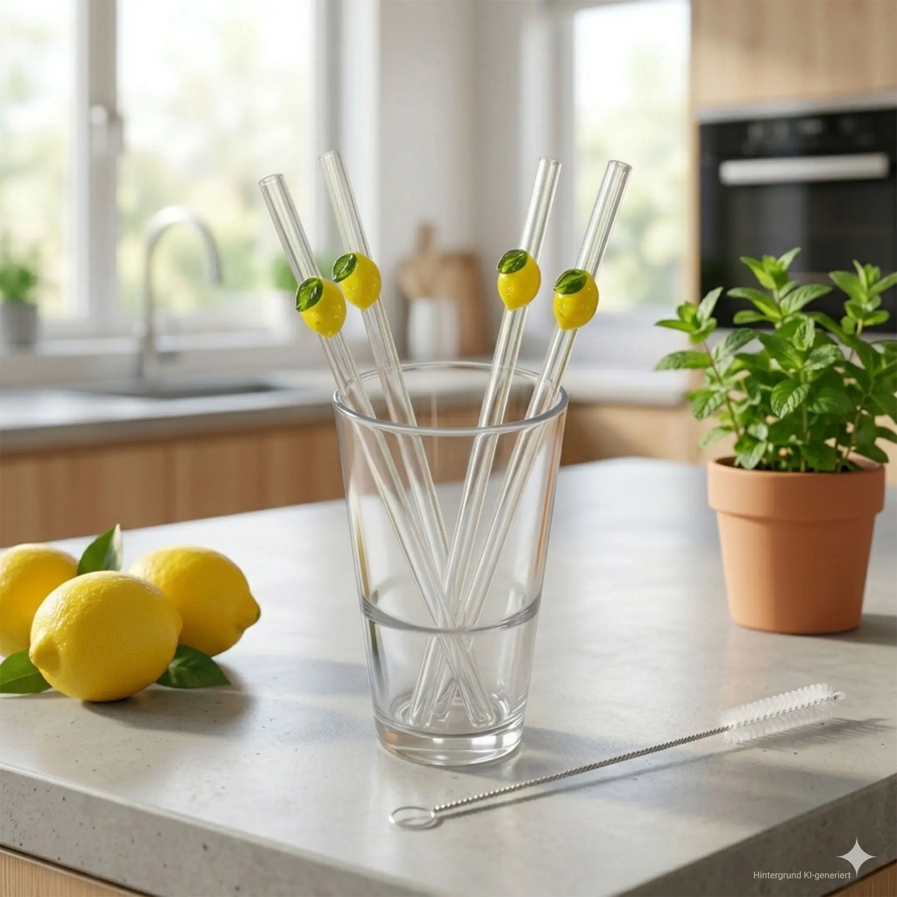 Strohhalm "Zitrone", 4er Set  im Frank Flechtwaren Online Shop kaufen