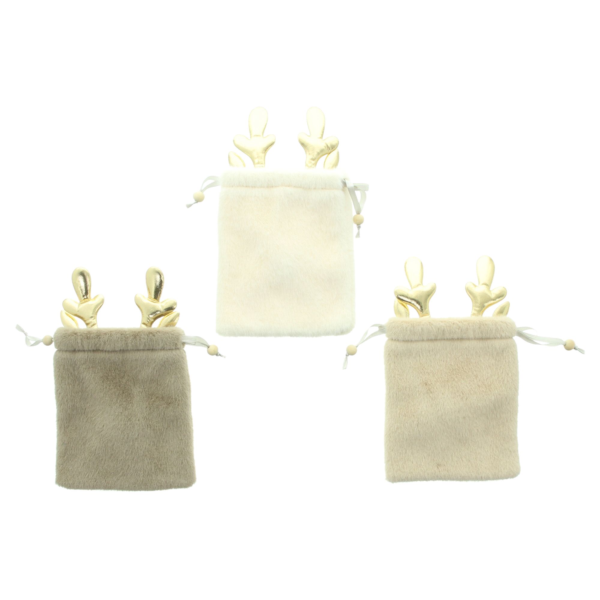 Geschenkbeutel "Plüsch", 3er Set  im Frank Flechtwaren Online Shop für Geschenktaschen &amp; -säckchen kaufen