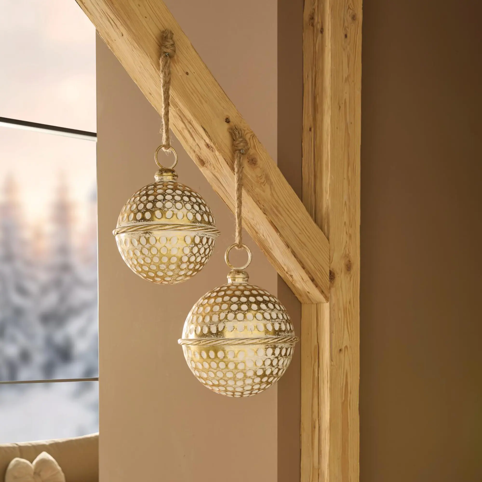 Weihnachtsglocke "Golden", 2er Set  im Frank Flechtwaren Online Shop kaufen
