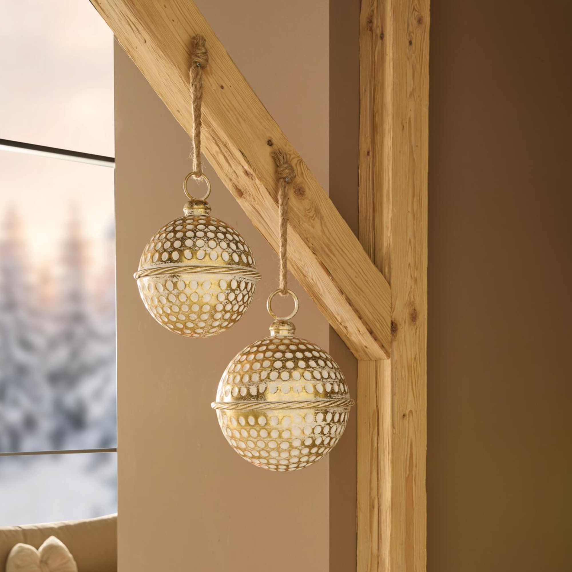 Weihnachtsglocke "Golden", 2er Set  im Frank Flechtwaren Online Shop kaufen