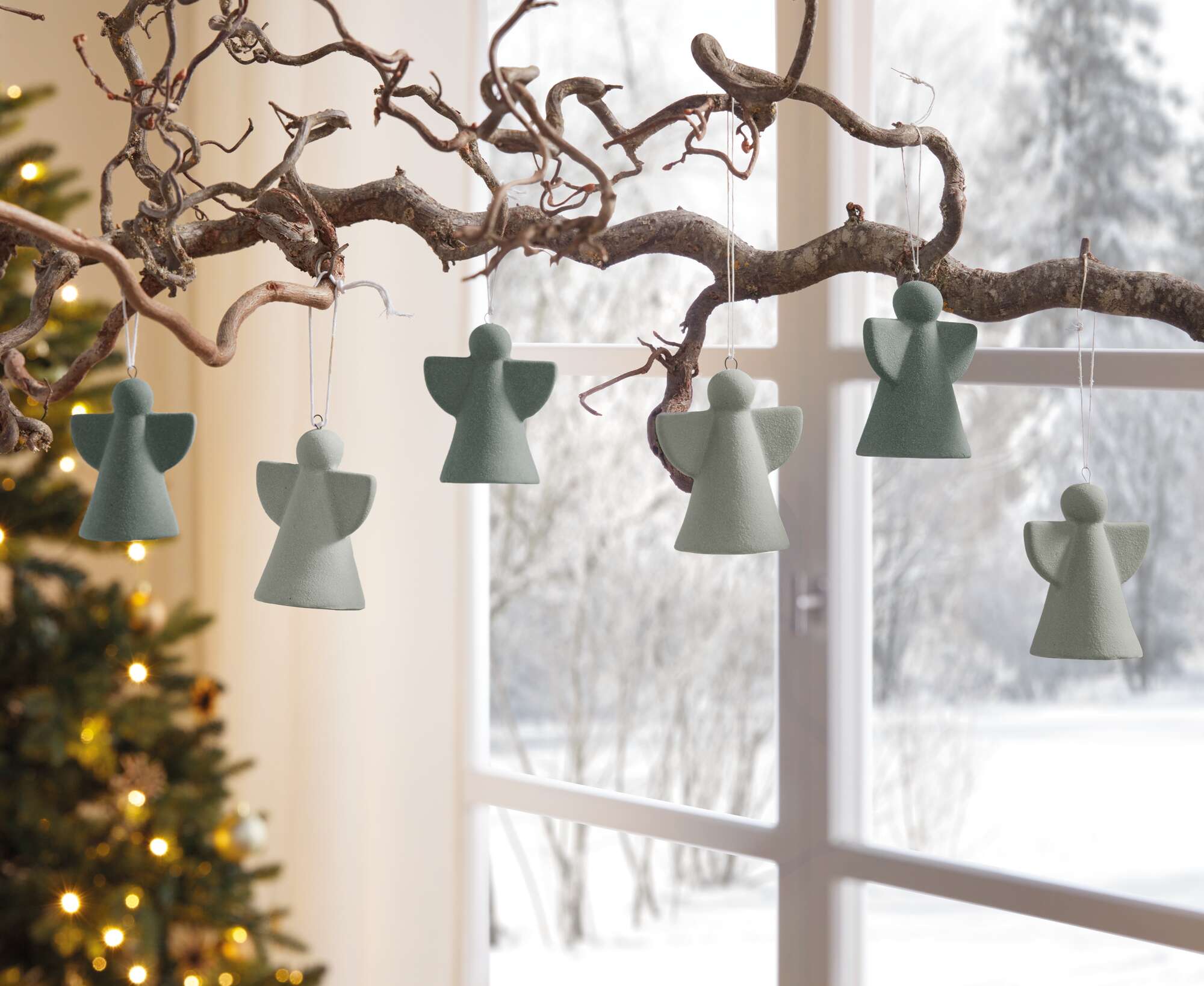 Engelhänger "Green", 6er Set  im Frank Flechtwaren Online Shop für Baumschmuck kaufen