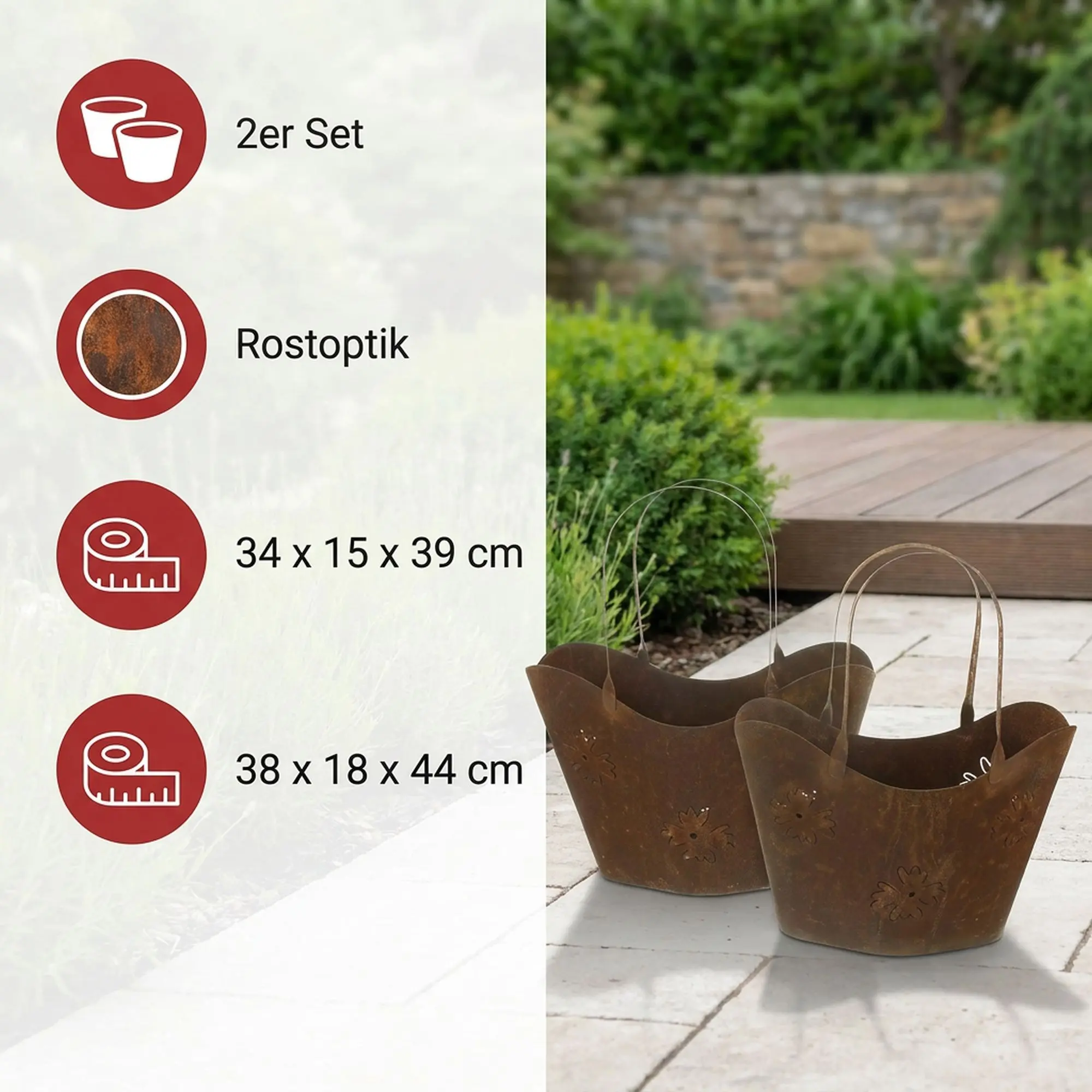 Pflanzer "Shoppingbag", 2er Set  im Frank Flechtwaren Online Shop für Jubiläumsartikel-Garten kaufen