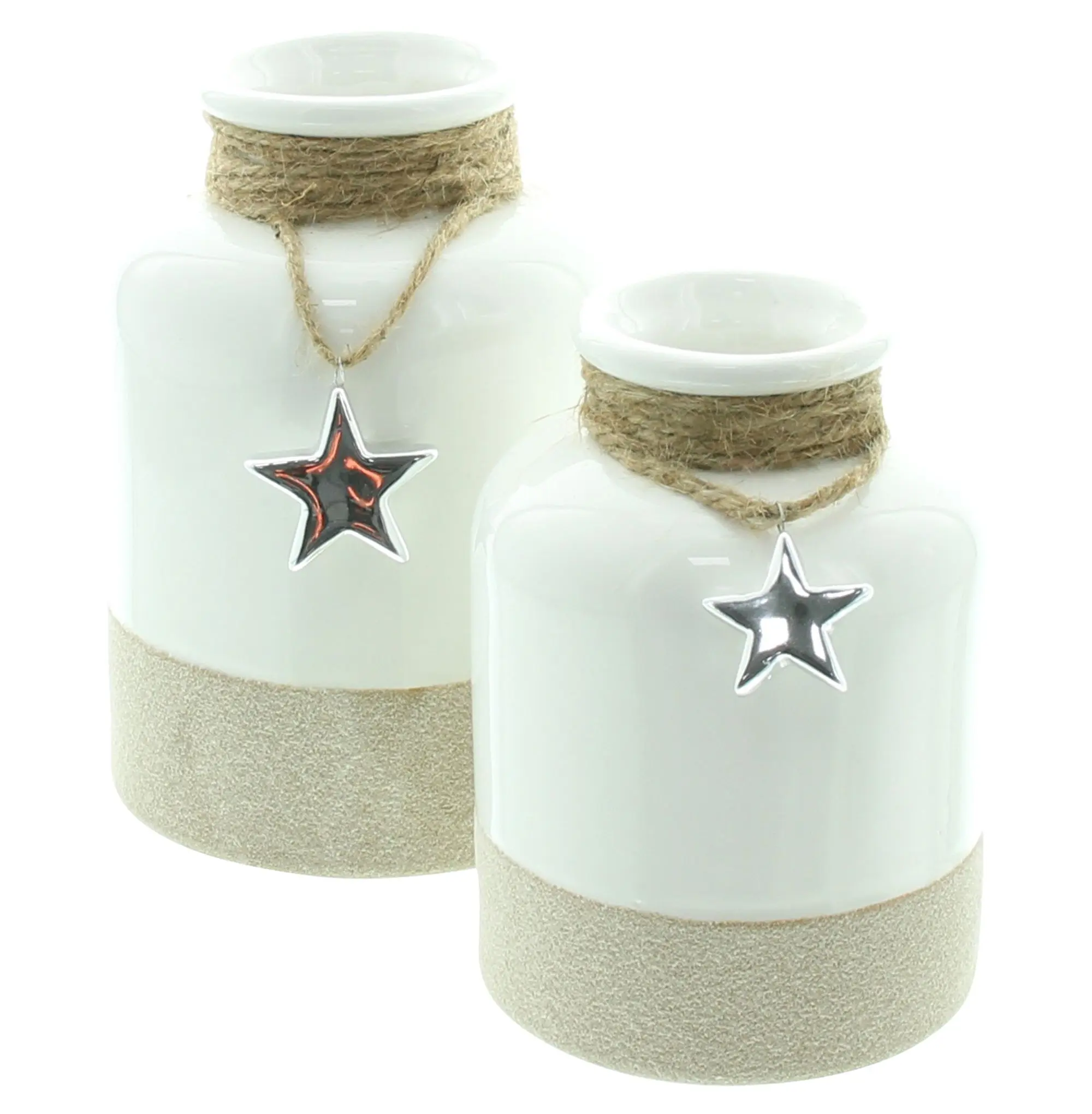 Dekovase "Silberstern", 2er Set im Frank Flechtwaren Online Shop für Dekofiguren kaufen Dekovase "Silberstern", 2er Set im Frank Flechtwaren Online Shop für Dekofiguren kaufen