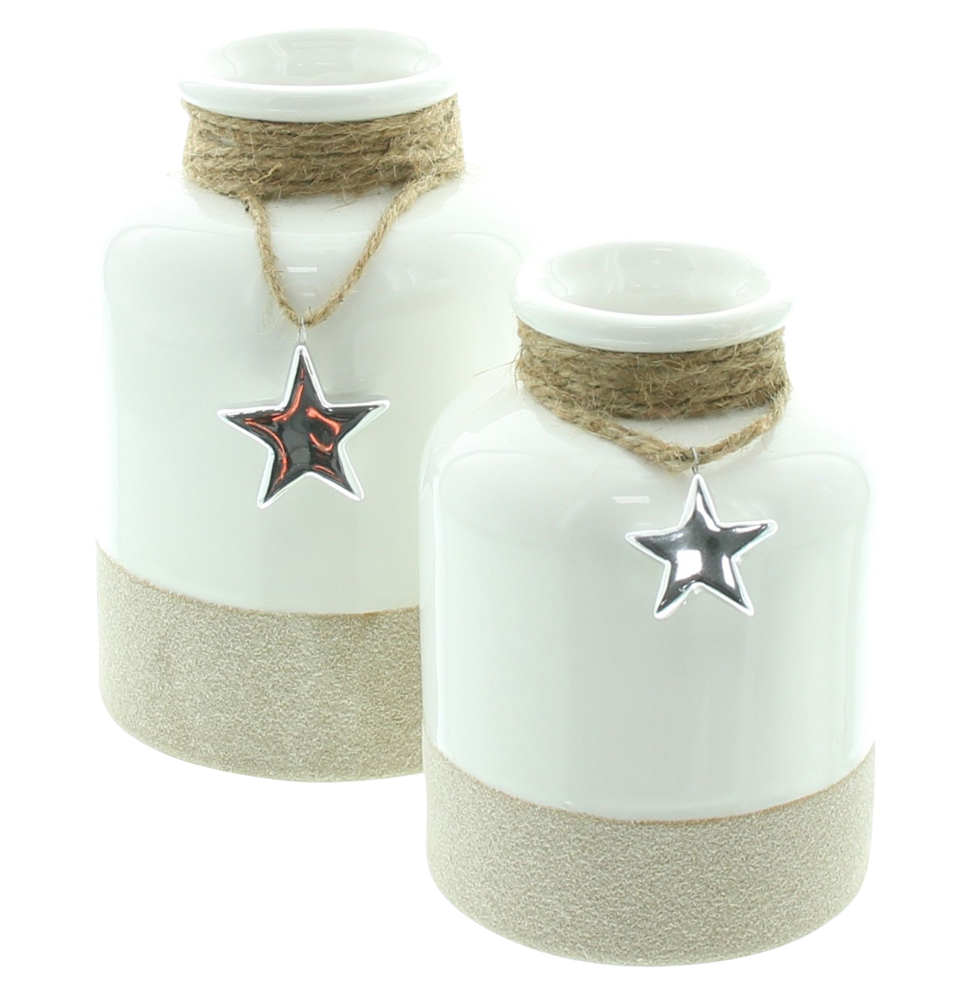 Dekovase "Silberstern", 2er Set im Frank Flechtwaren Online Shop für Weihnachten kaufen Dekovase "Silberstern", 2er Set im Frank Flechtwaren Online Shop für Weihnachten kaufen