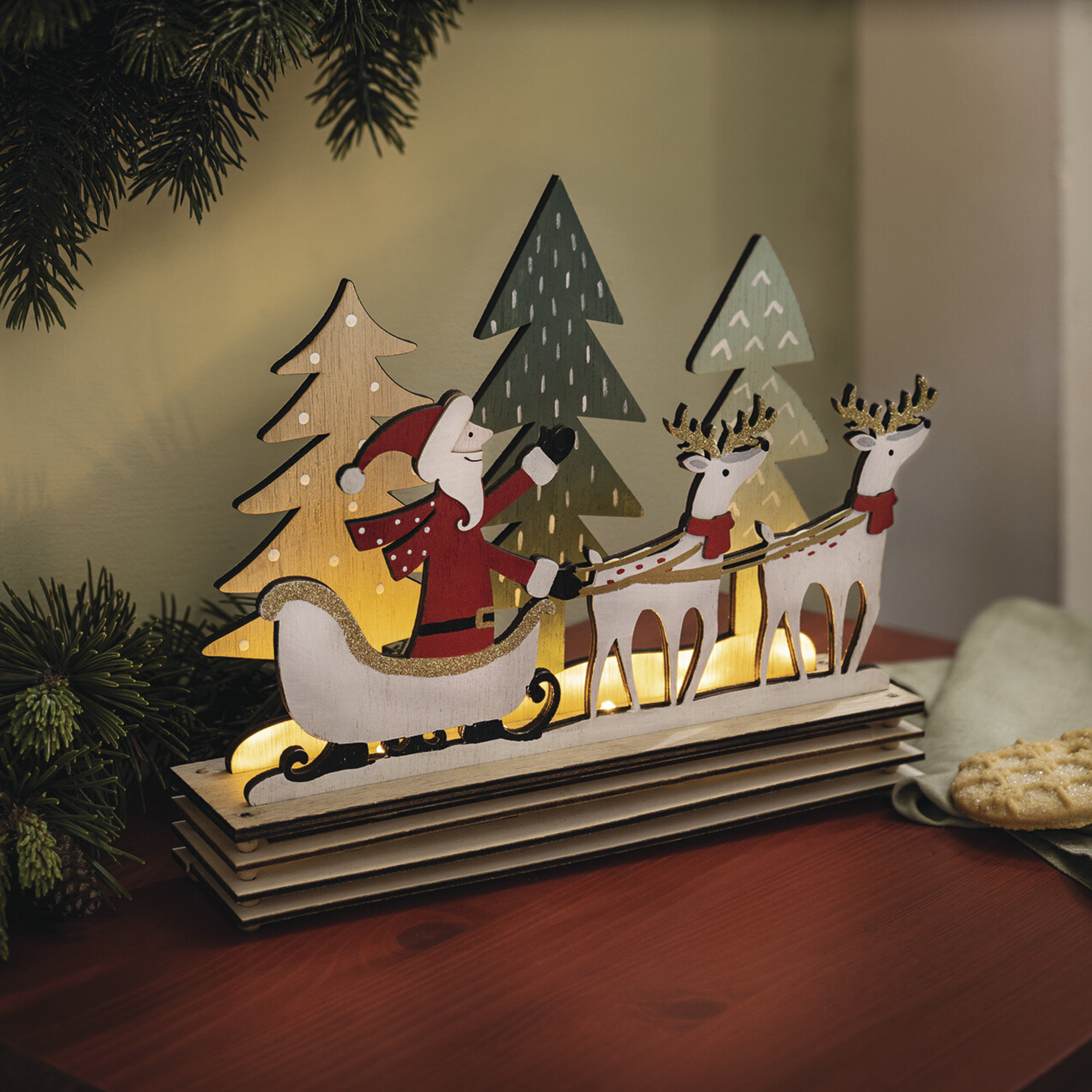 LED-Board "Santa mit Schlitten"  im Frank Flechtwaren Online Shop kaufen
