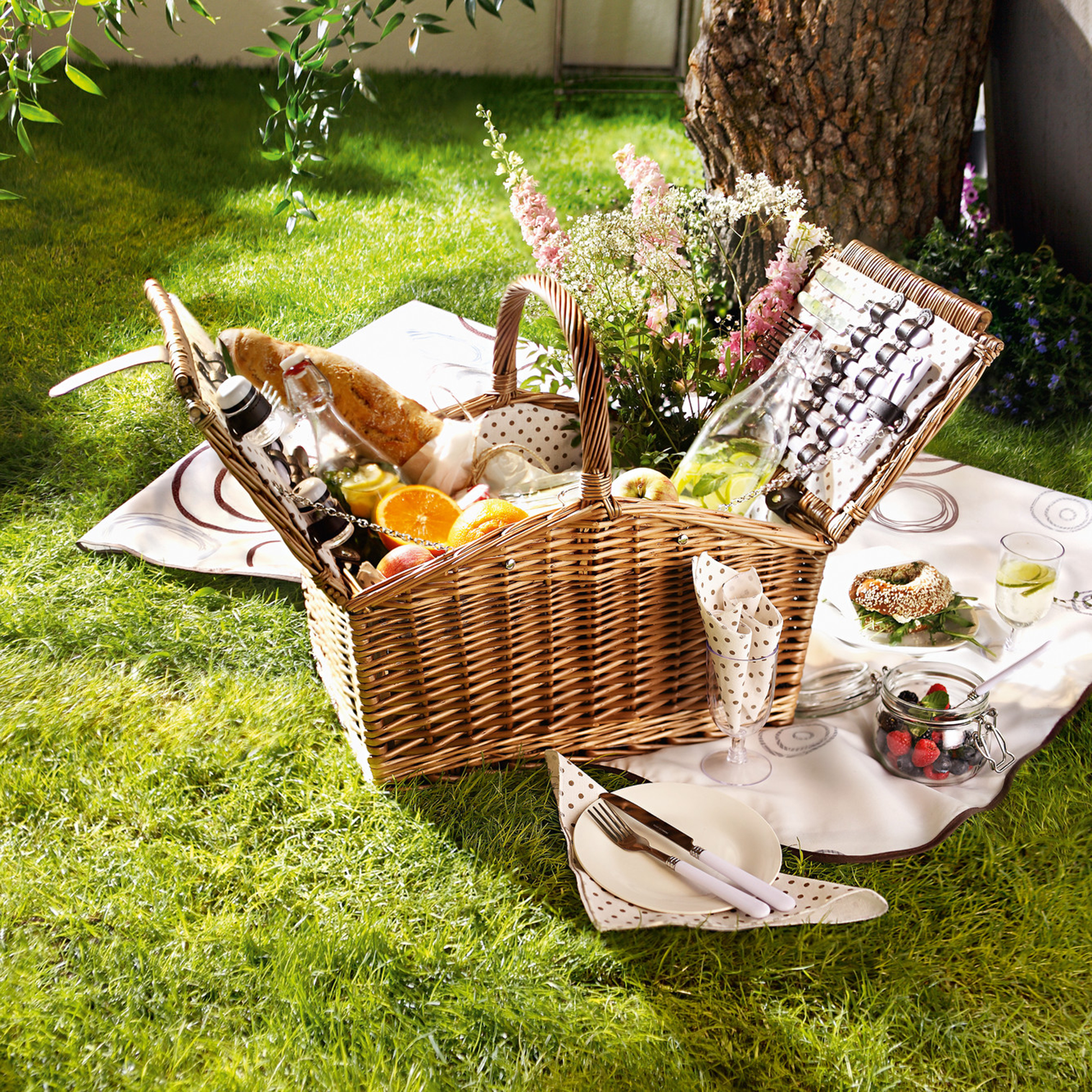 Picknickkorb "Cottage-Charme", 28tlg.  im Frank Flechtwaren Online Shop kaufen