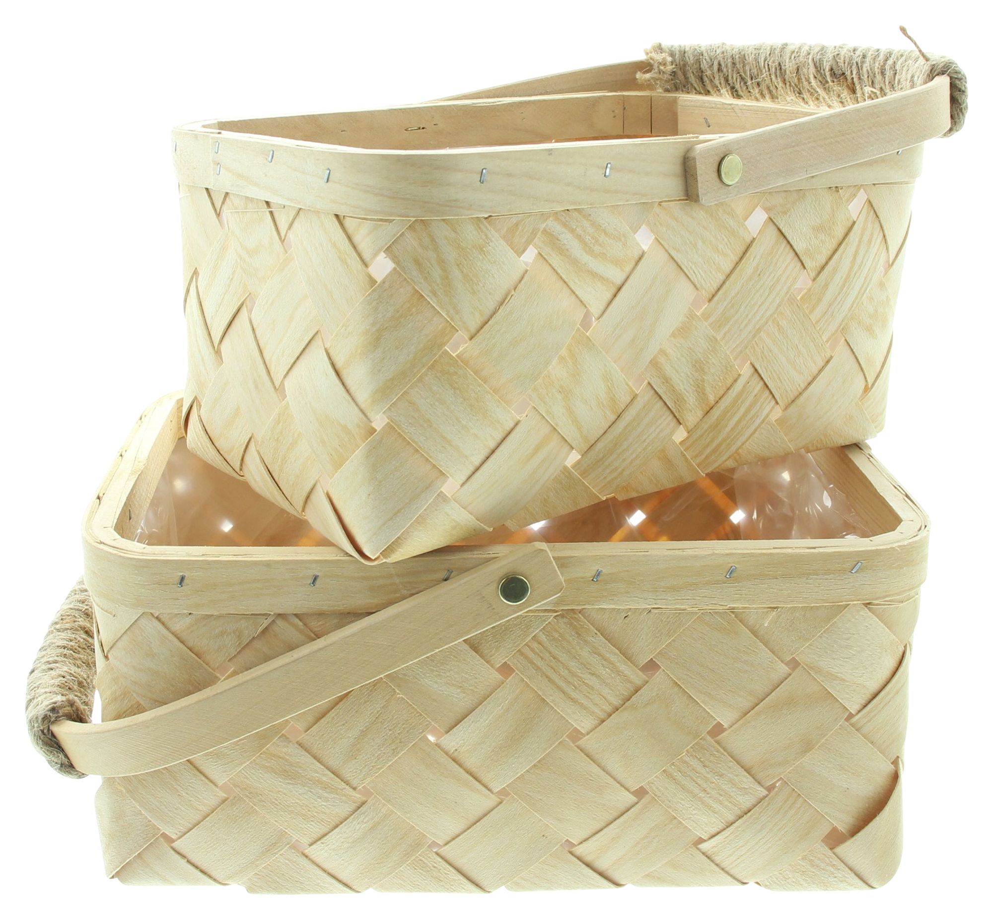 Pflanzkorb "Holzspan" mit Bügel, 2er Set  im Frank Flechtwaren Online Shop für Gerade eingetroffen kaufen