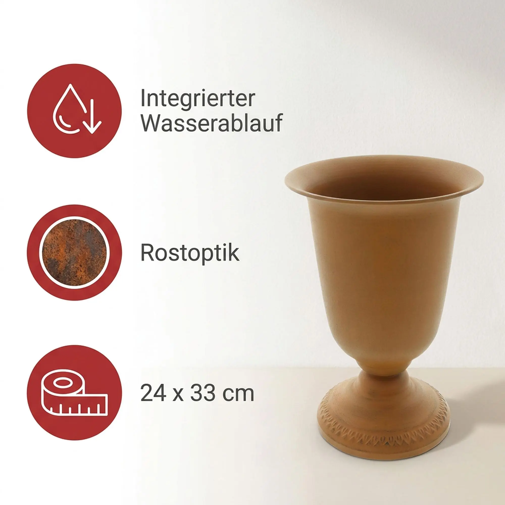 Pflanzpokal "Rostoptik"  im Frank Flechtwaren Online Shop für Pflanztöpfe kaufen