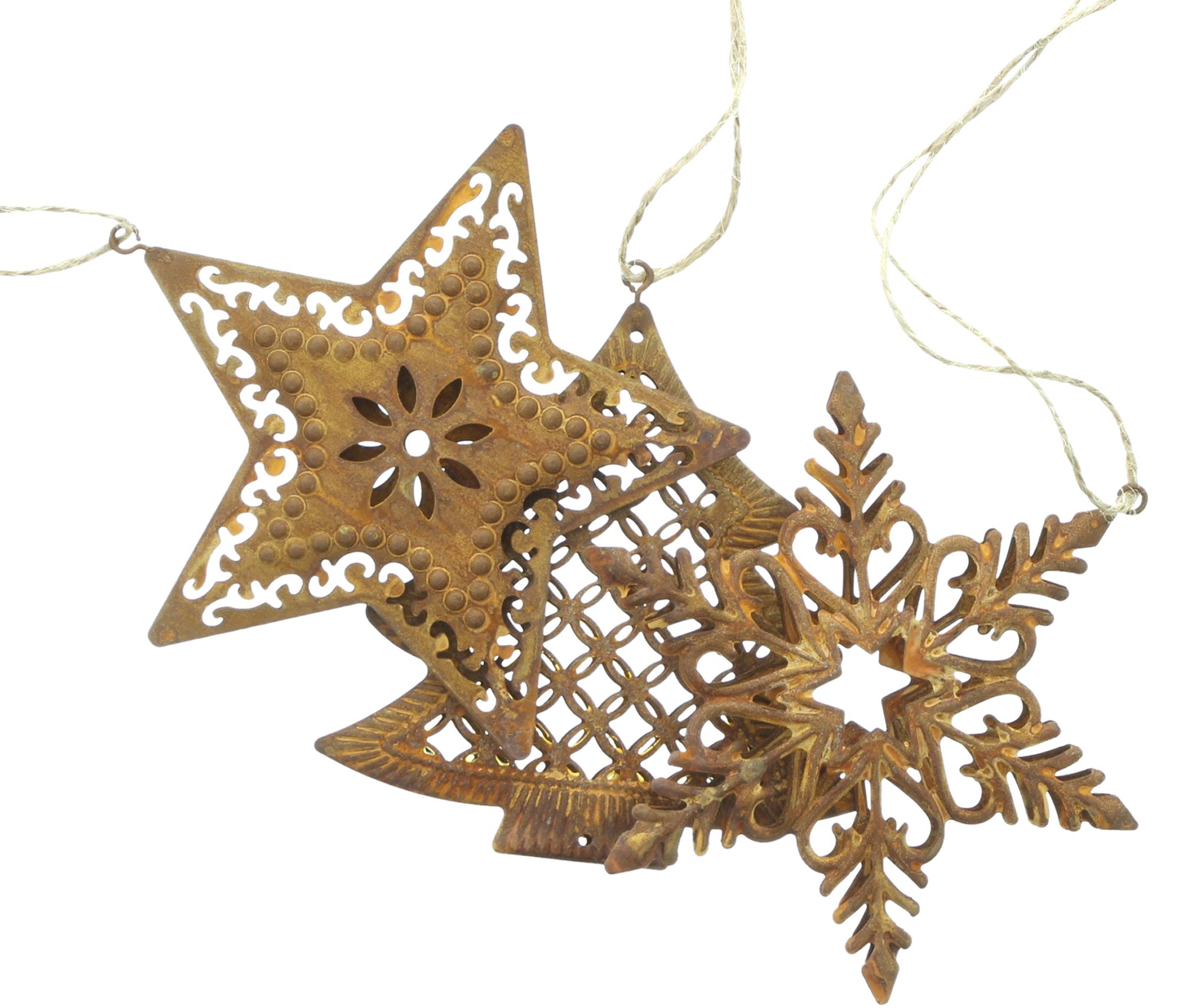 Weihnachtshänger "Rost", 3er Set  im Frank Flechtwaren Online Shop für Weihnachten kaufen