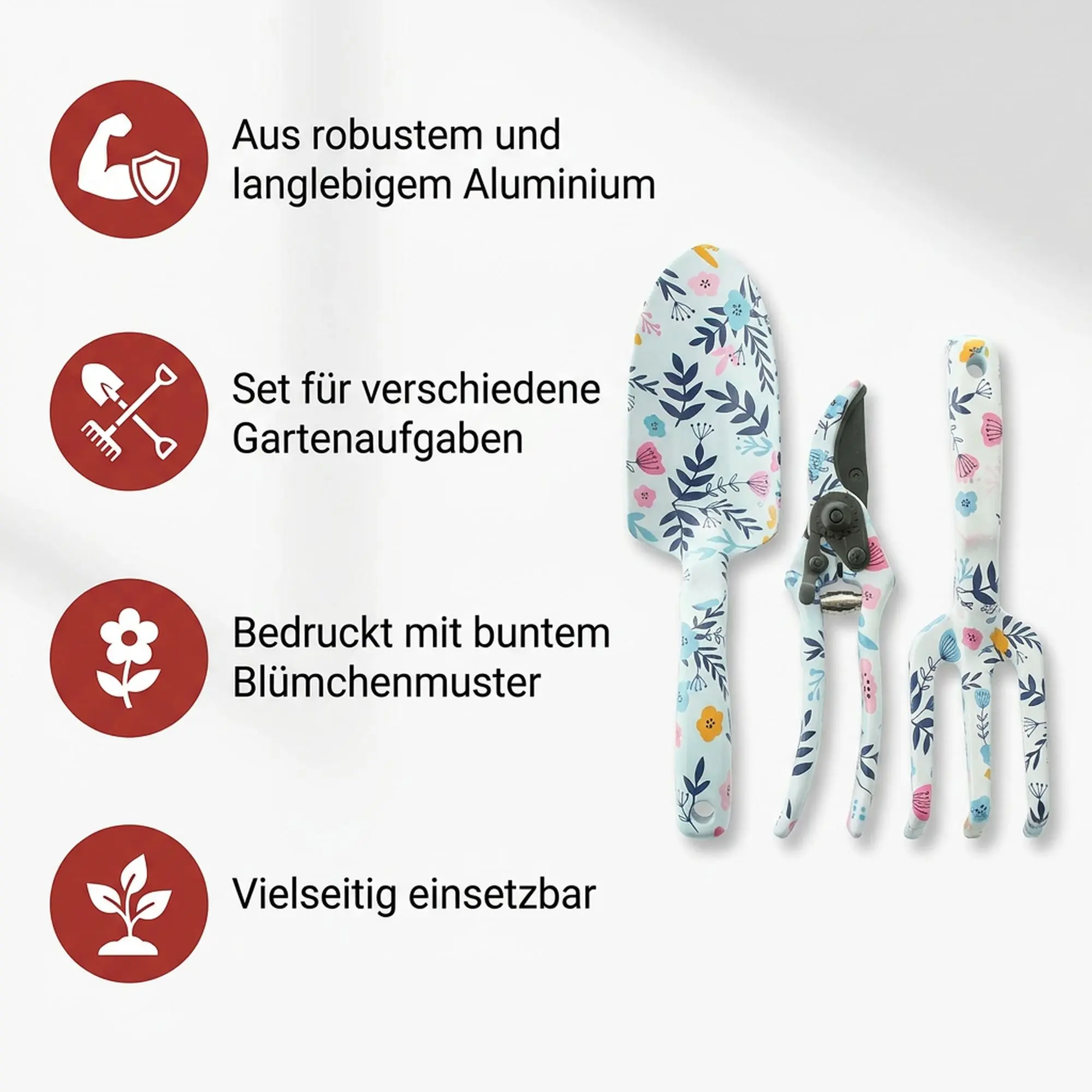 Gartenhelfer "Floral", 3er Set  im Frank Flechtwaren Online Shop für Ab ins Beet kaufen