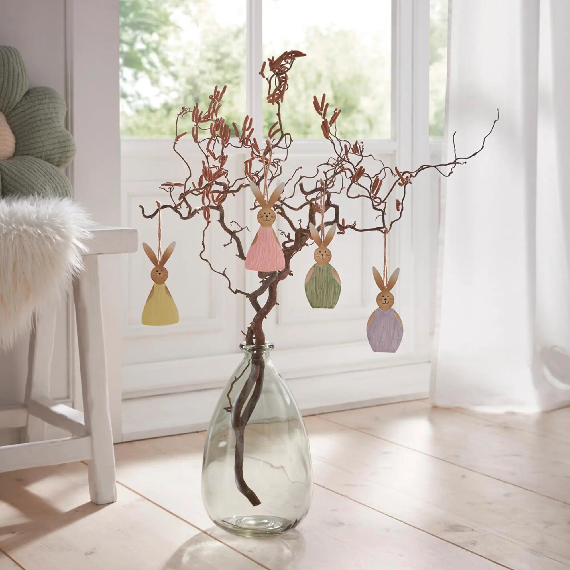 Hasenhänger "Buntes Osterfest", 4er Set  im Frank Flechtwaren Online Shop kaufen