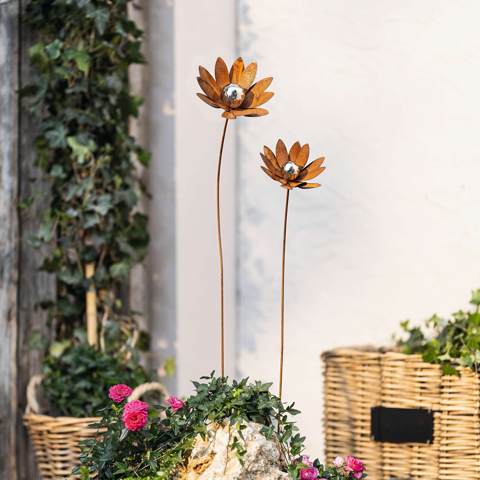 Gartenstecker "Blume", 2er Set  im Frank Flechtwaren Online Shop kaufen