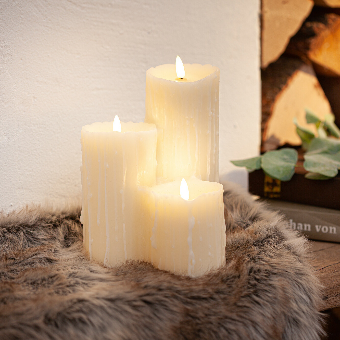 LED-Kerzen "Creme"  im Frank Flechtwaren Online Shop kaufen