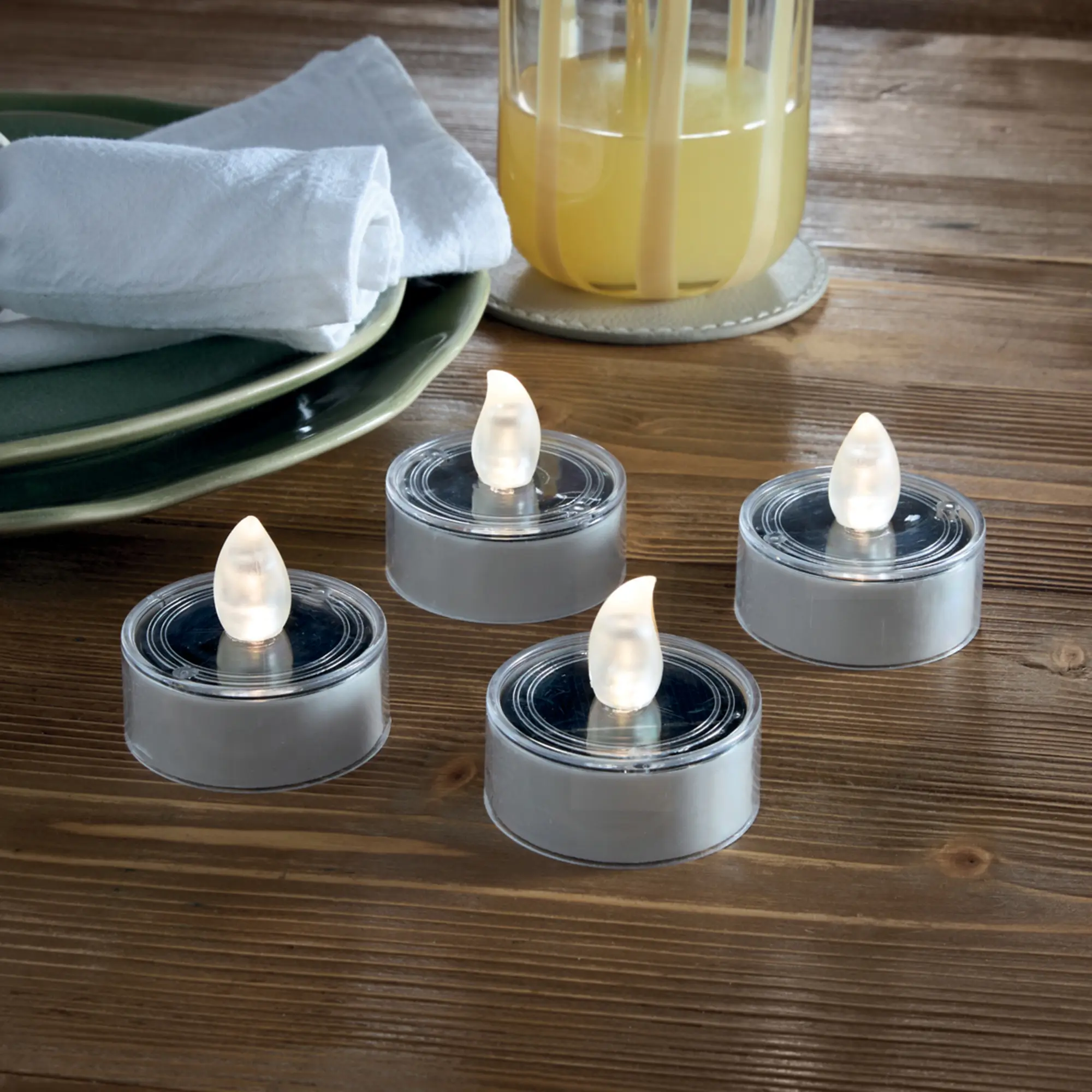 LED-Teelicht "Solar", 4er Set  im Frank Flechtwaren Online Shop kaufen