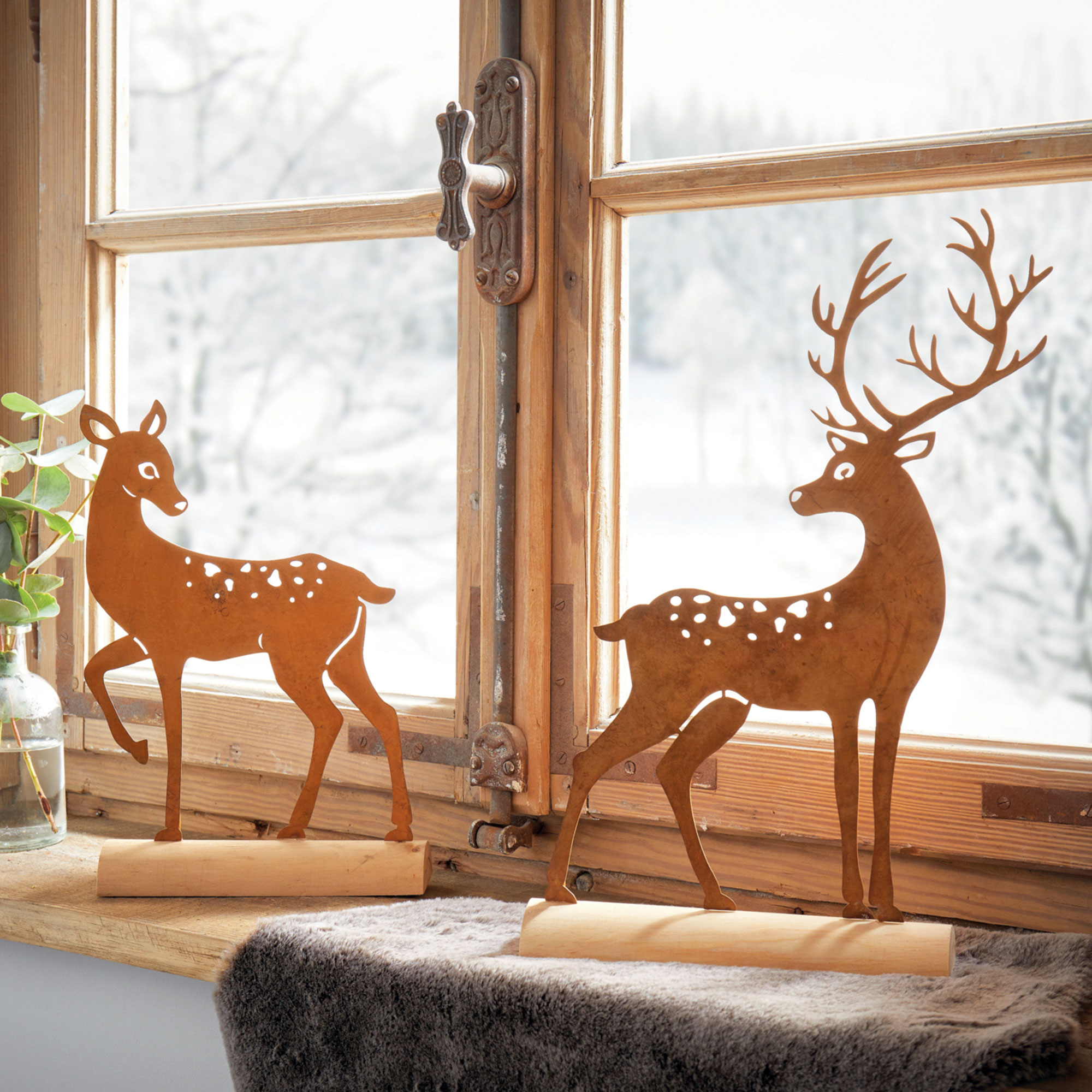 Metalldeko "Hirsch", 2er Set  im Frank Flechtwaren Online Shop kaufen