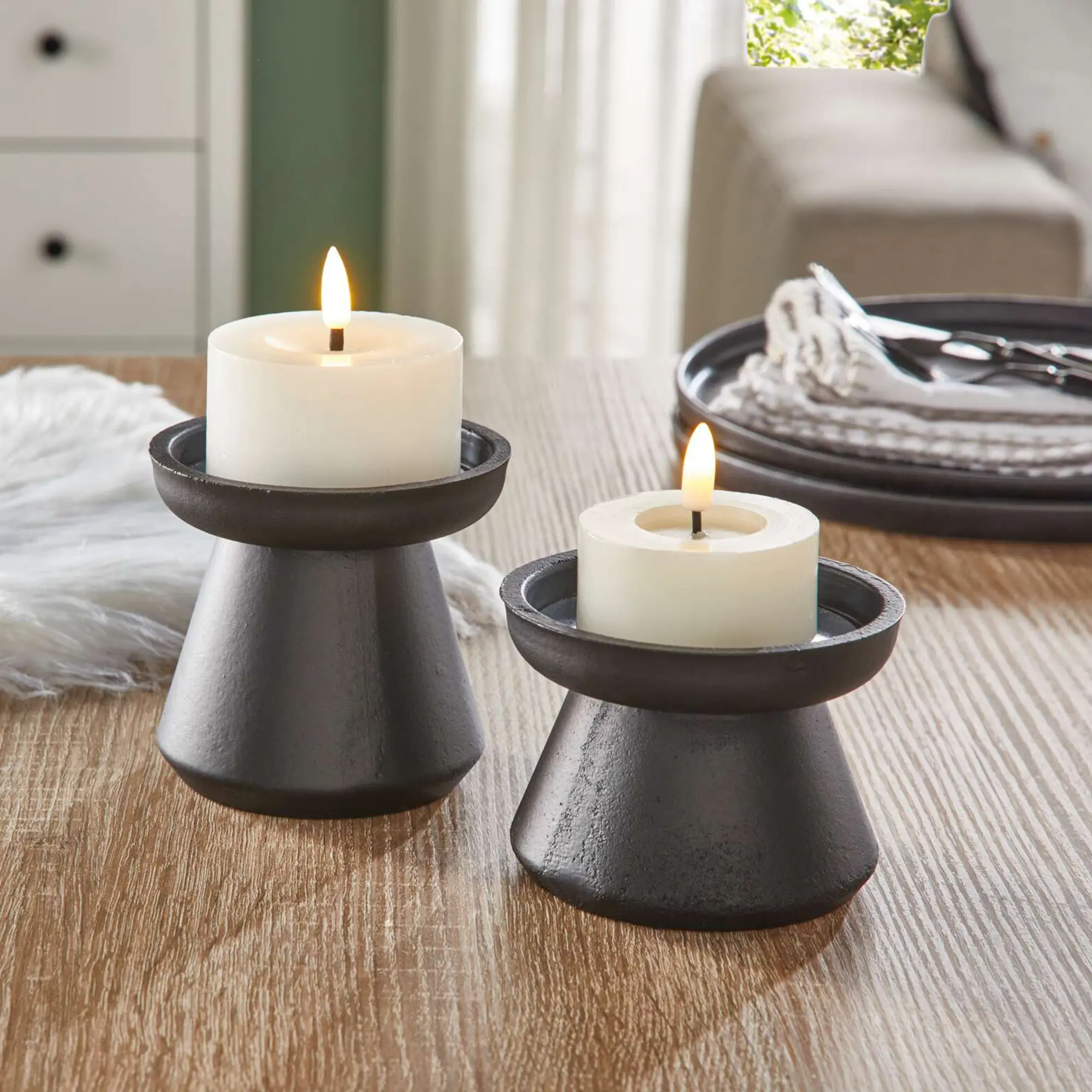 Kerzenhalter "Black", 2er Set  im Frank Flechtwaren Online Shop kaufen