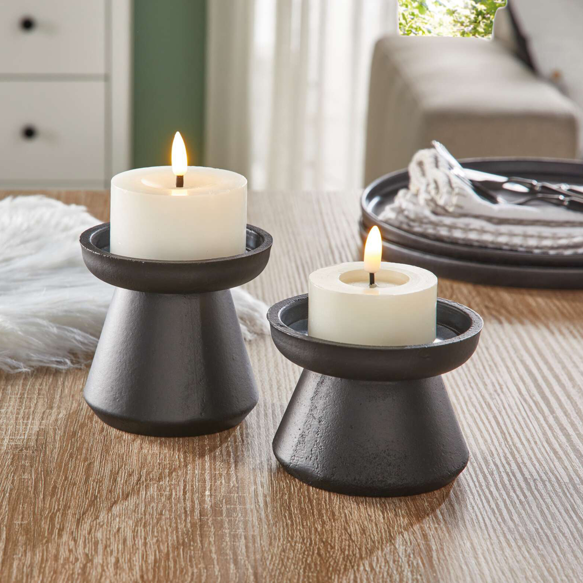 Kerzenhalter "Black", 2er Set  im Frank Flechtwaren Online Shop kaufen