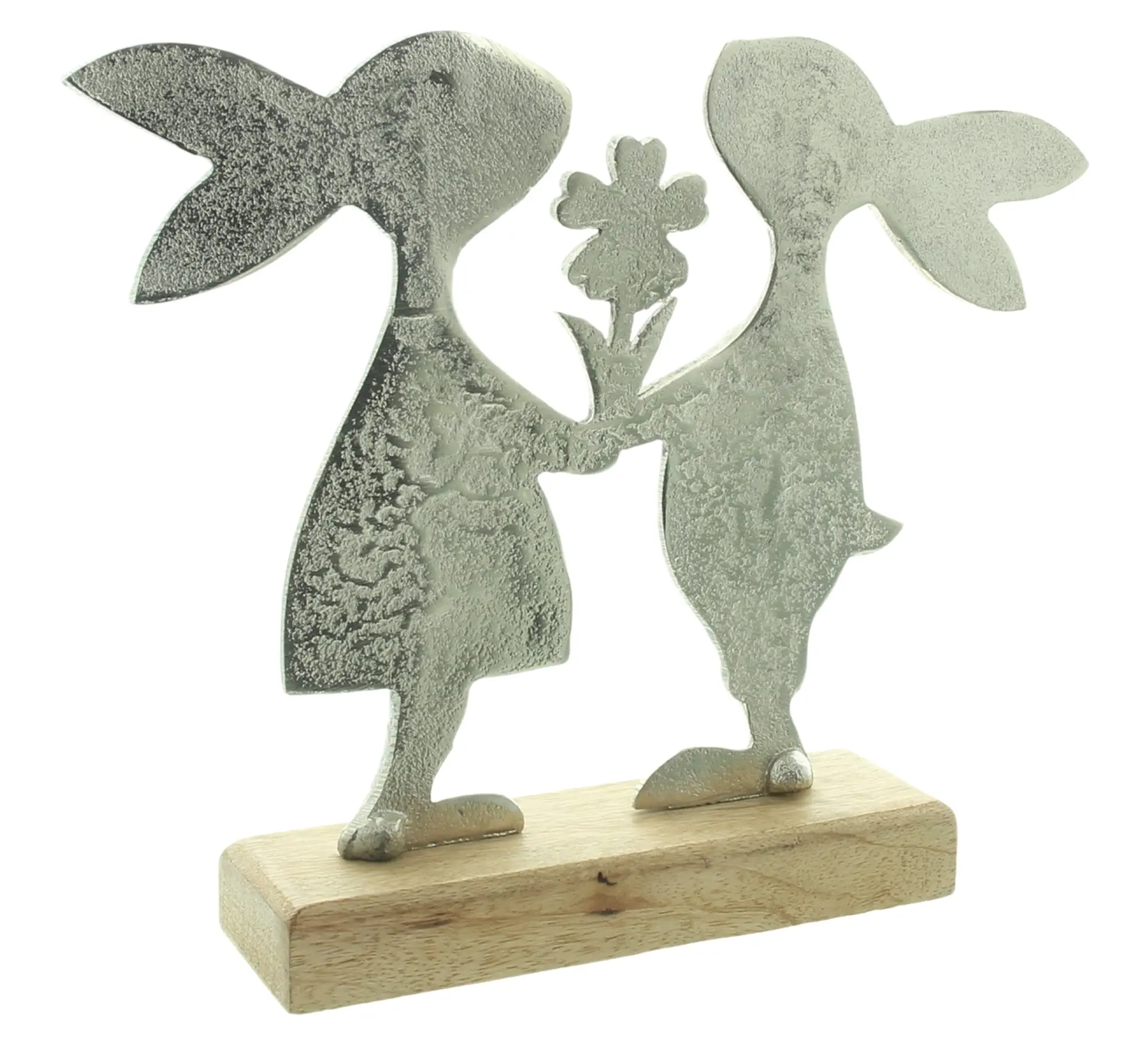 Figur "Hasenpaar mit Blumen"  im Frank Flechtwaren Online Shop für Hasen &amp; Co kaufen