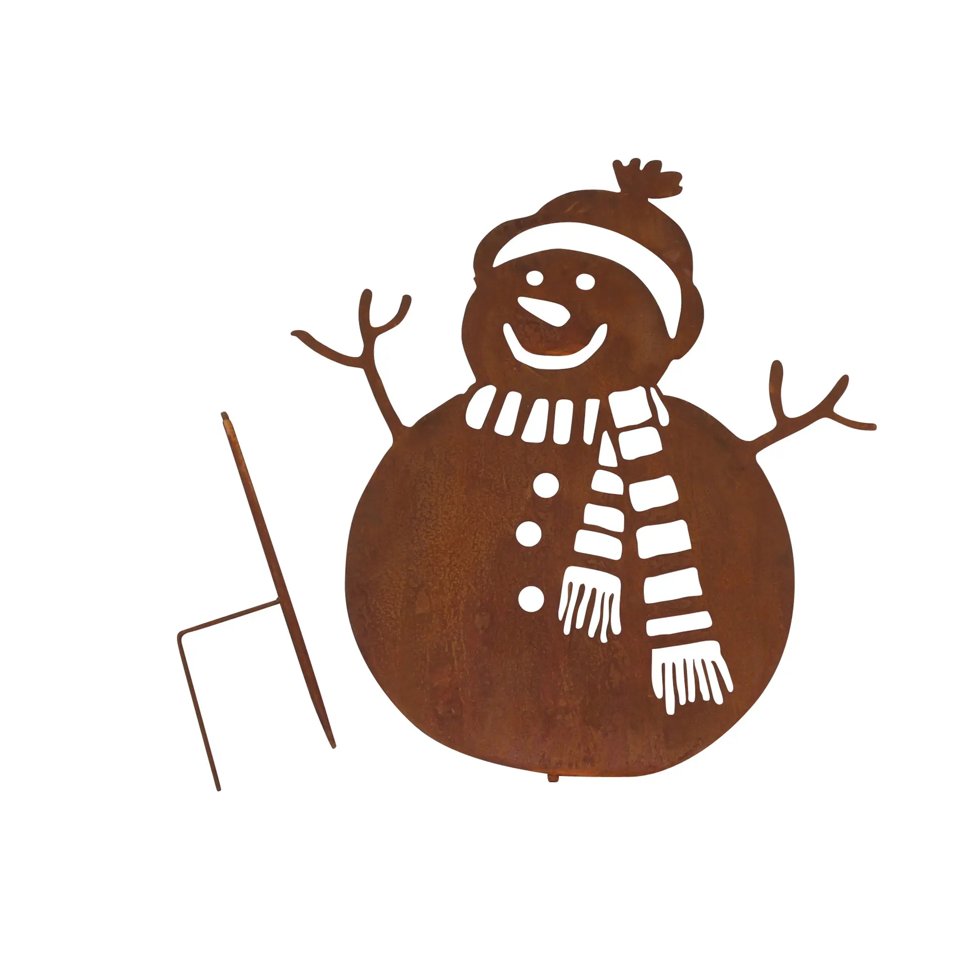 Gartenstecker "Schneemann"  im Frank Flechtwaren Online Shop für Rostdeko für Ihren Garten kaufen