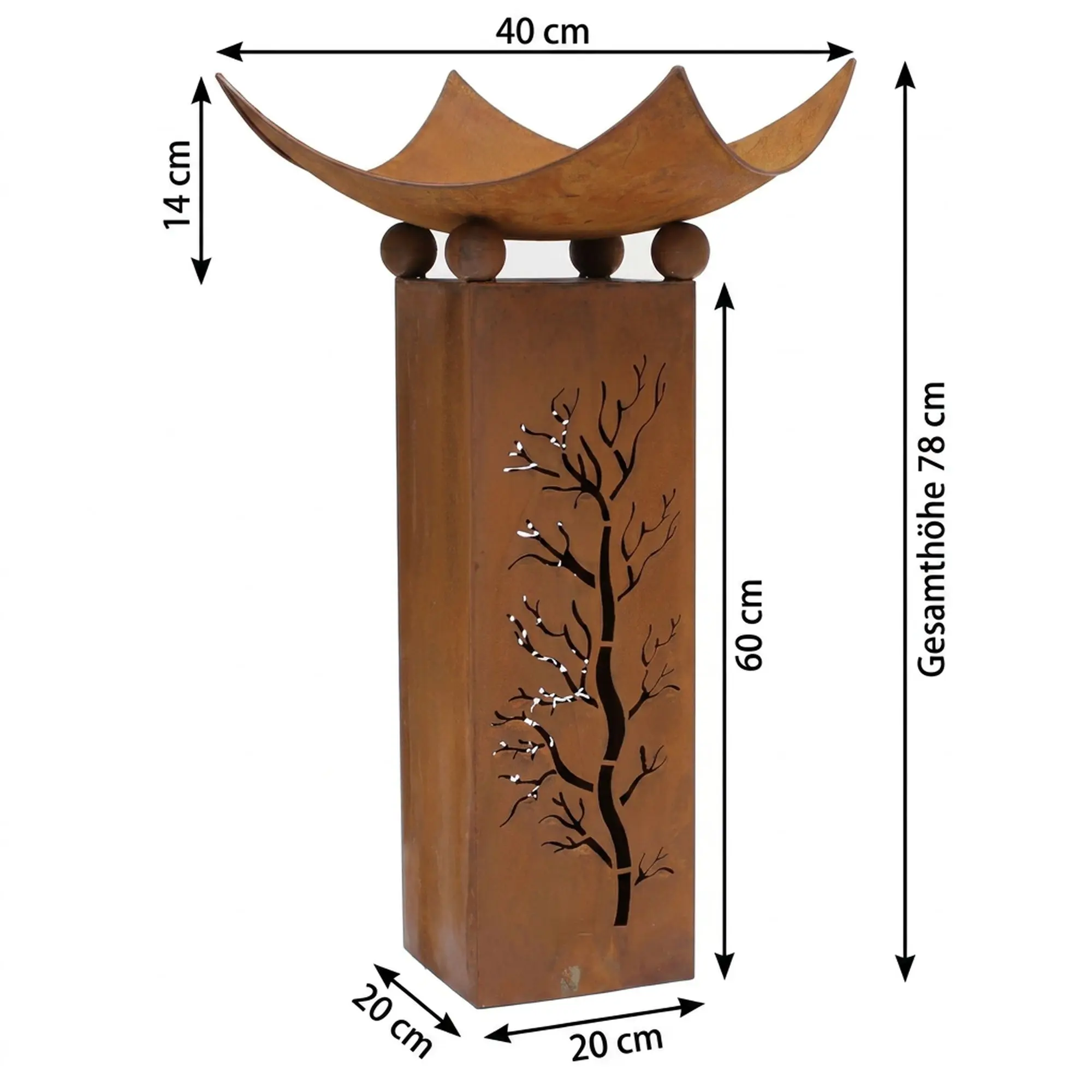Säule "Feuerschale", 2tlg.  im Frank Flechtwaren Online Shop für Rostdeko für Ihren Garten kaufen